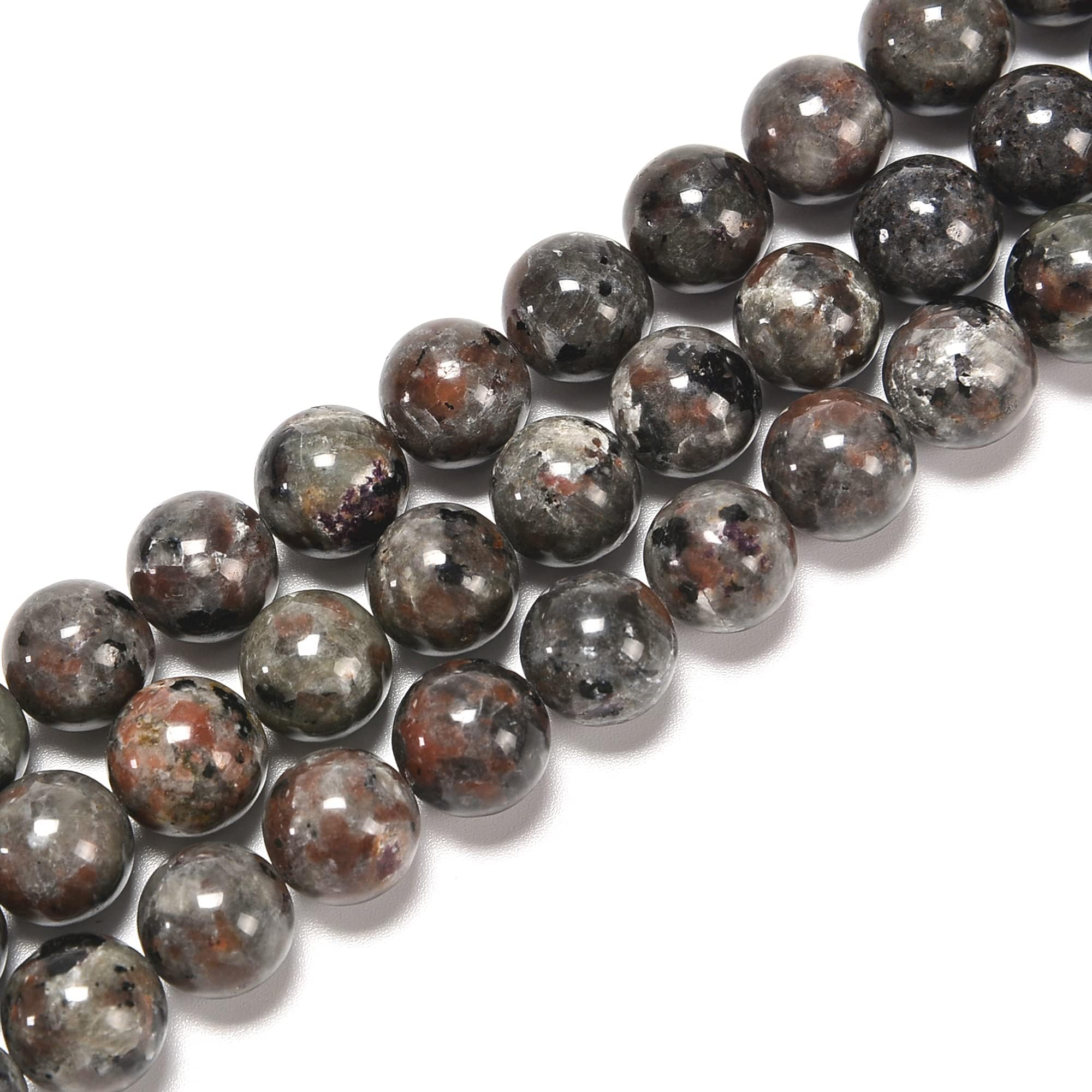 JM Design Yooperlite Smooth Round Beads Size 6mm 15.5'' Strand for Jewelry Making