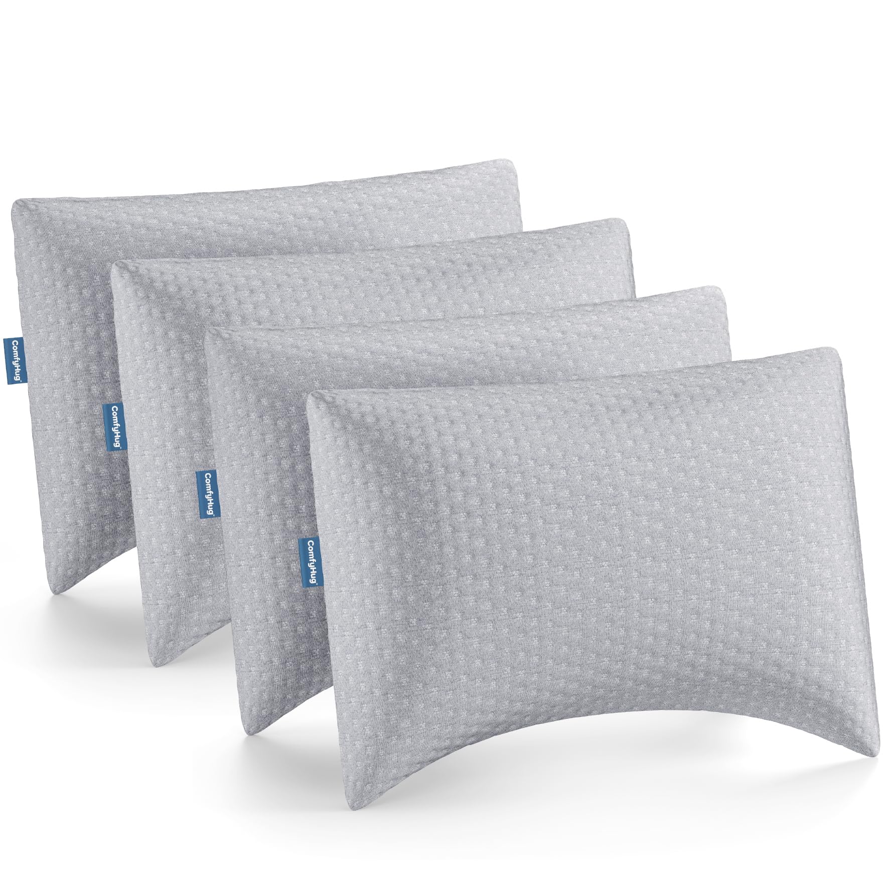 ComfyHug Sleeping Pillow | Height Adjustable Shredded Memory Foam Pillow | for Side & Back Sleepers – Relieves Neck & Shoulder Pain, Soft Washable Cover (Pack of 4)-image-34