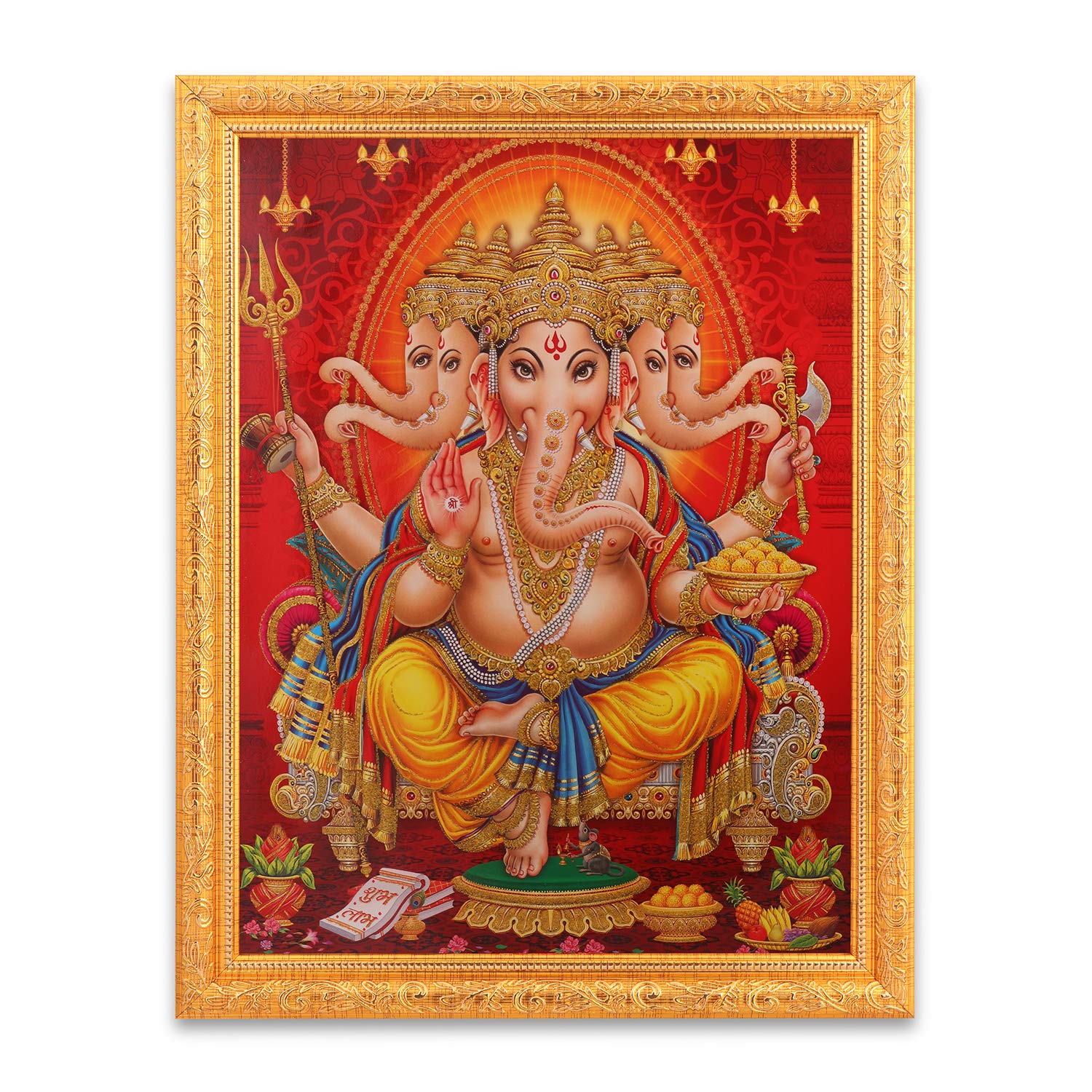 Ganesha tableau doré 35x45 cm cadeau spirituel pour crémaillère