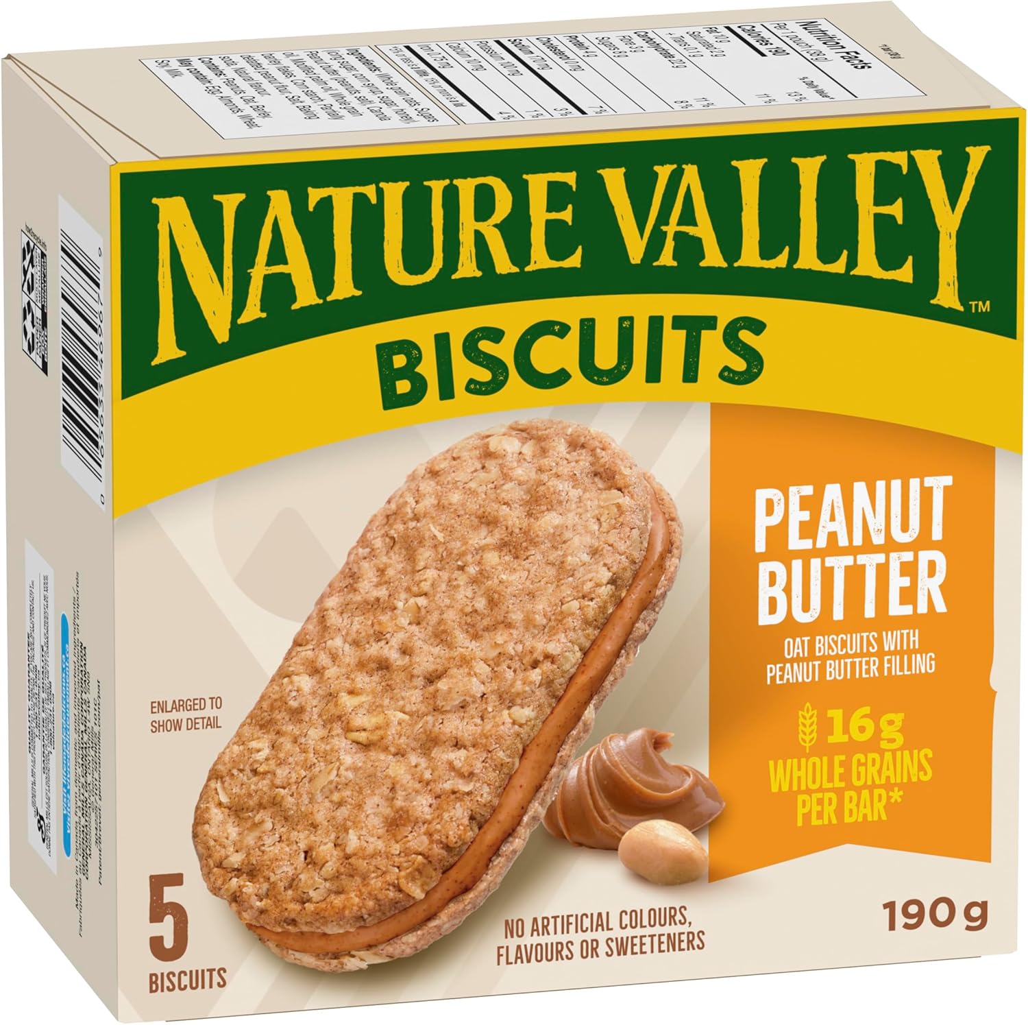 NATURE VALLEY Peanut Butter Biscuits, Snacks, Oat Biscuits with Peanut Butter Filling, No Artificial Colours, No Artificial Flavours, Pack of 5 Biscuits - Image 10
