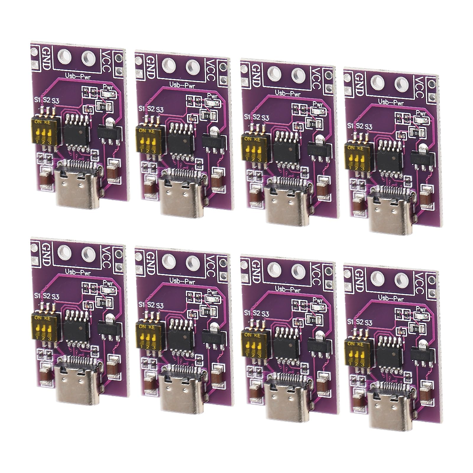 XIITIA 8pcs Type-C QC AFC PD2.0 PD3.0 to DC Fast Charge Decoy Trigger Polling Detector USB-PD Notebook Power Supply Change Board Module Support 5V 9V 12V 15V 20V Fixed Voltage Output