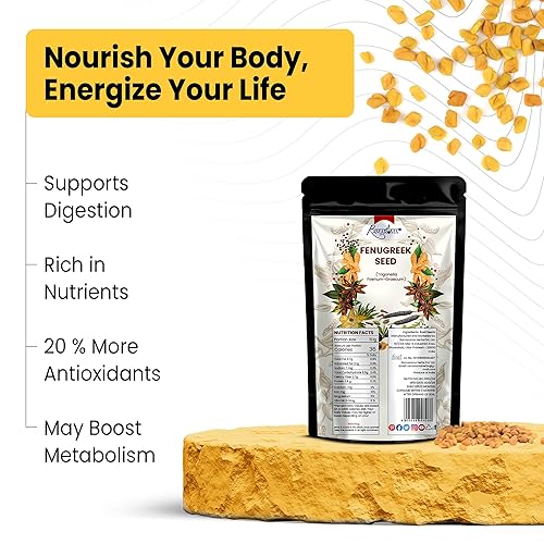 Miniatura 2 de Ramaroma Semillas de fenogreco (Methi) enteras de 5.1 onzas, tarro de 5.1 onzas, Trigonella Foenum Graecum  Todo natural  Vegano  Apto para gluten