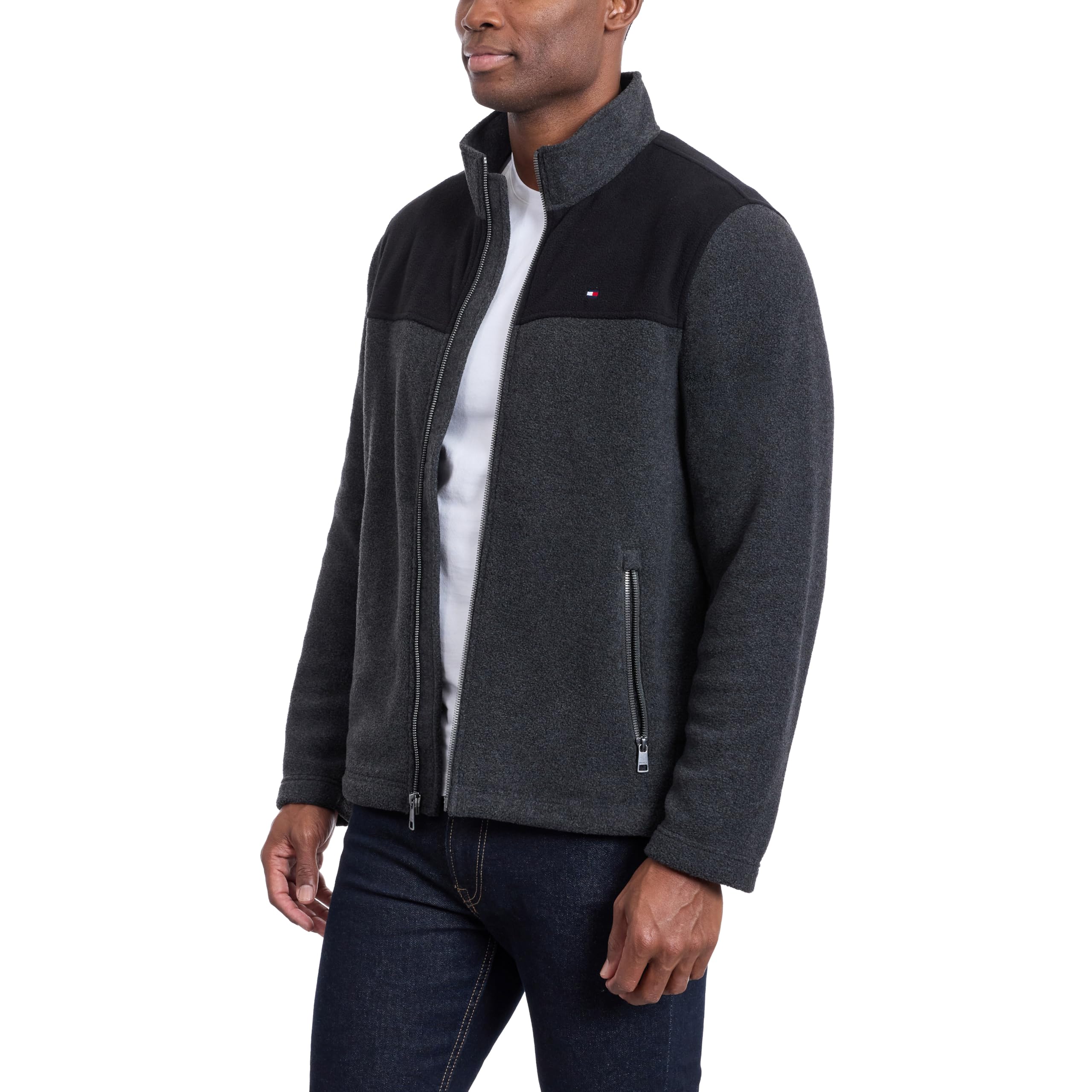 Tommy Hilfiger Adaptive Veste Polaire Classique avec Fermeture Éclair Sur le Devant - Veste Polaire avec Fermeture Éclair Sur le Devant Veste polaire Homme
