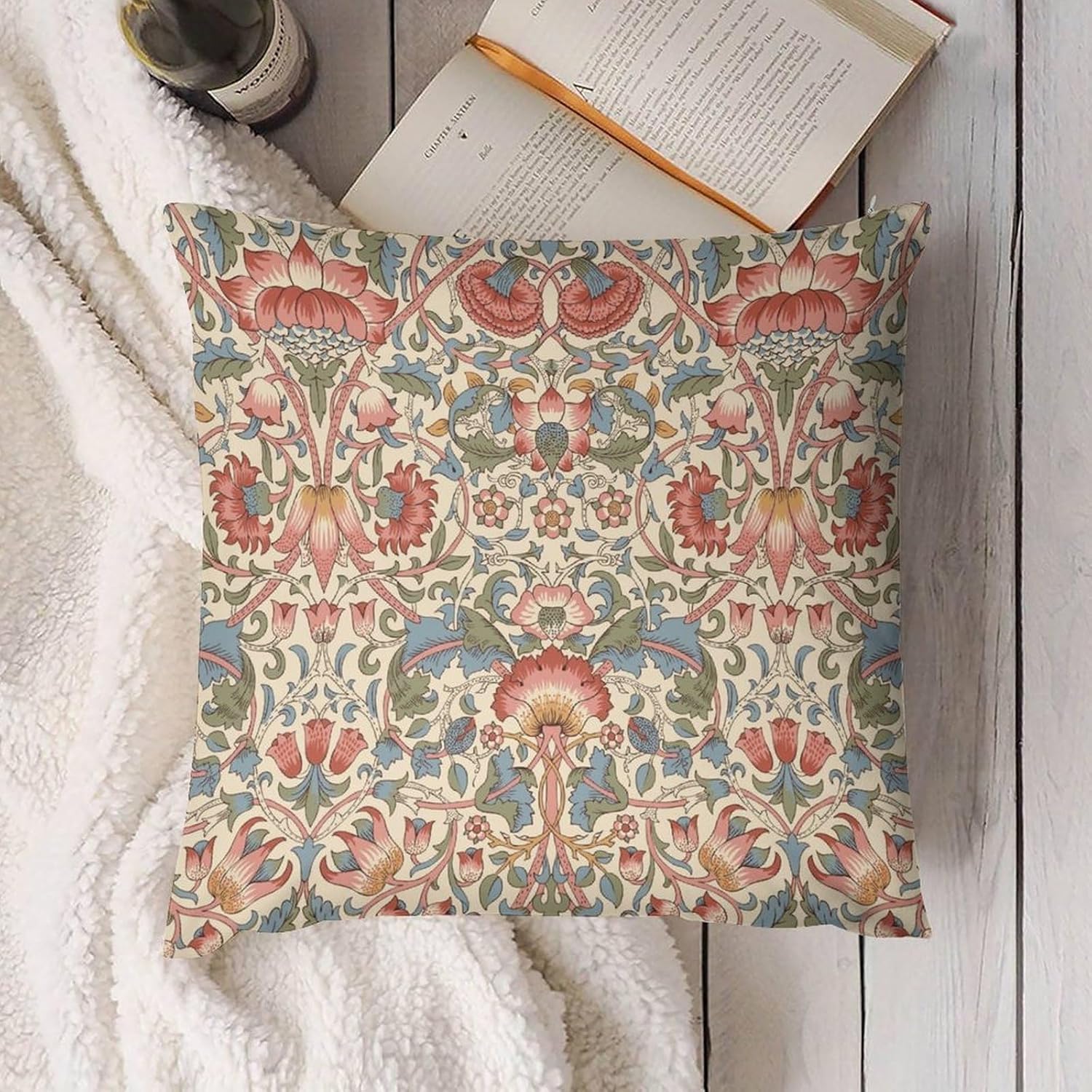 William Morris Vintage Floral Decorative Throw Pillow Covers Cozy Soft Pillowcase Aesthetic Cushion Cover for Home Decor Sofa Living Room Couch Bed Set of 2，16"x16" - Image 4