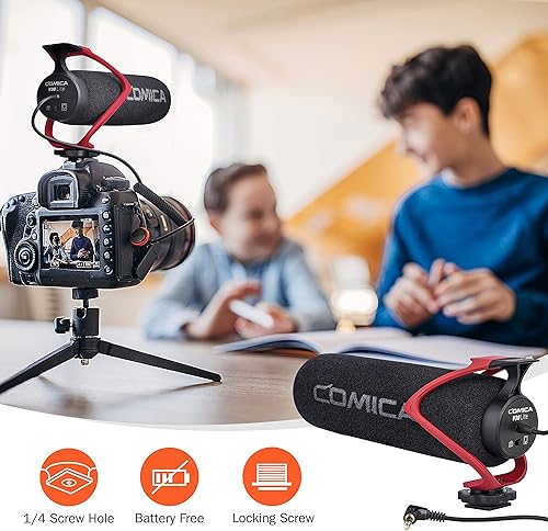 Miniatura 3 de comica CVM-V30 LITE Micrófono de cámara direccional súper cardioide para cámaras Canon Nikon Sony Fuji DSLR y teléfonos inteligentes iPhone Android