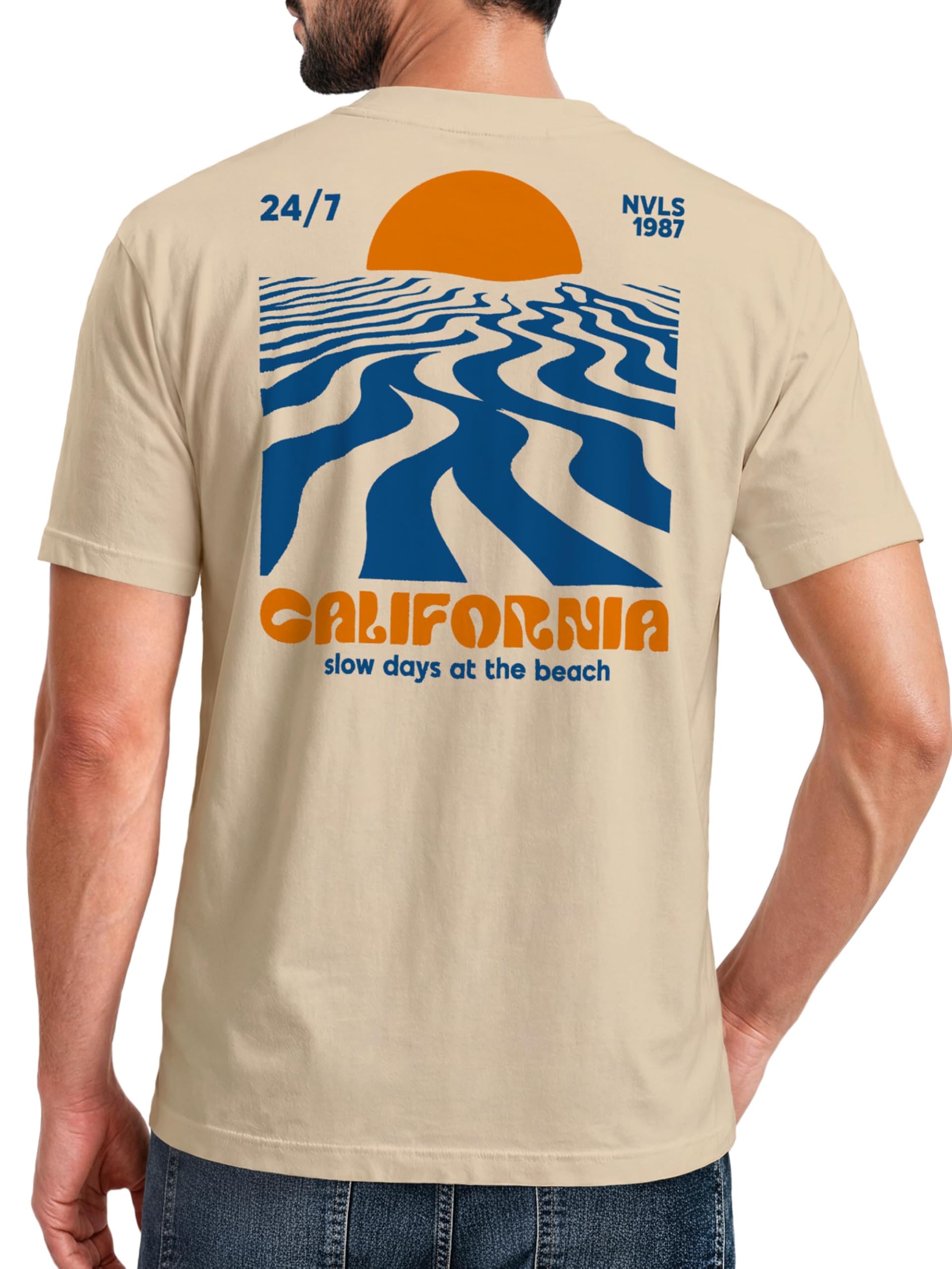 Neverless Backprint - Maglietta da uomo California Beach Retro Estate Grafica in Cotone Fashion Streetsyle Fashion