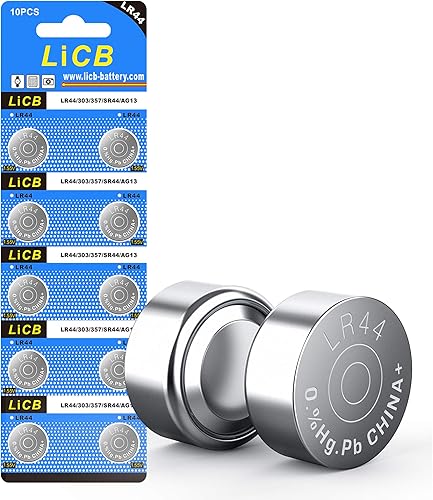 LiCB Paquete de 10 pilas de botón LR44 AG13 357 303 SR44 de 1,5 V