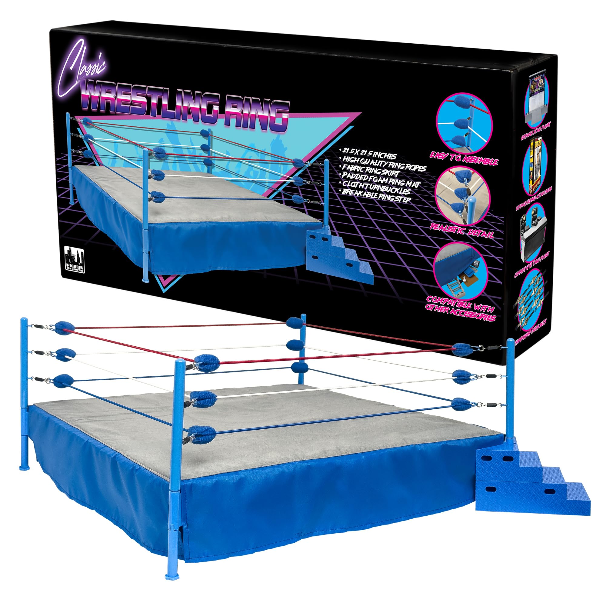 Figures Toy Company Classic Wrestling Ring for Wrestling Figures