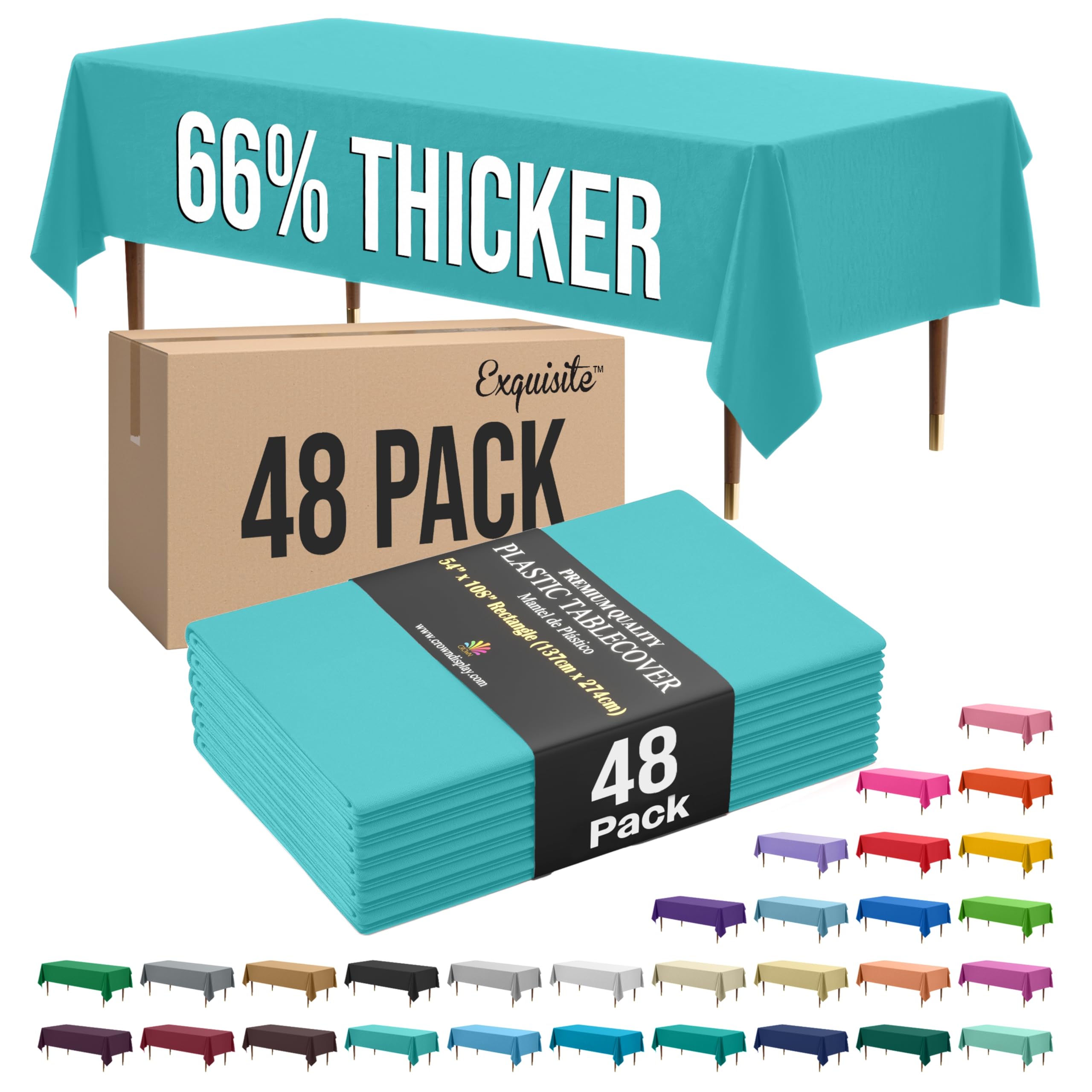 Exquisite 66% Thicker Blue Rectangle Tablecloth 54"x108" - 48 Pack