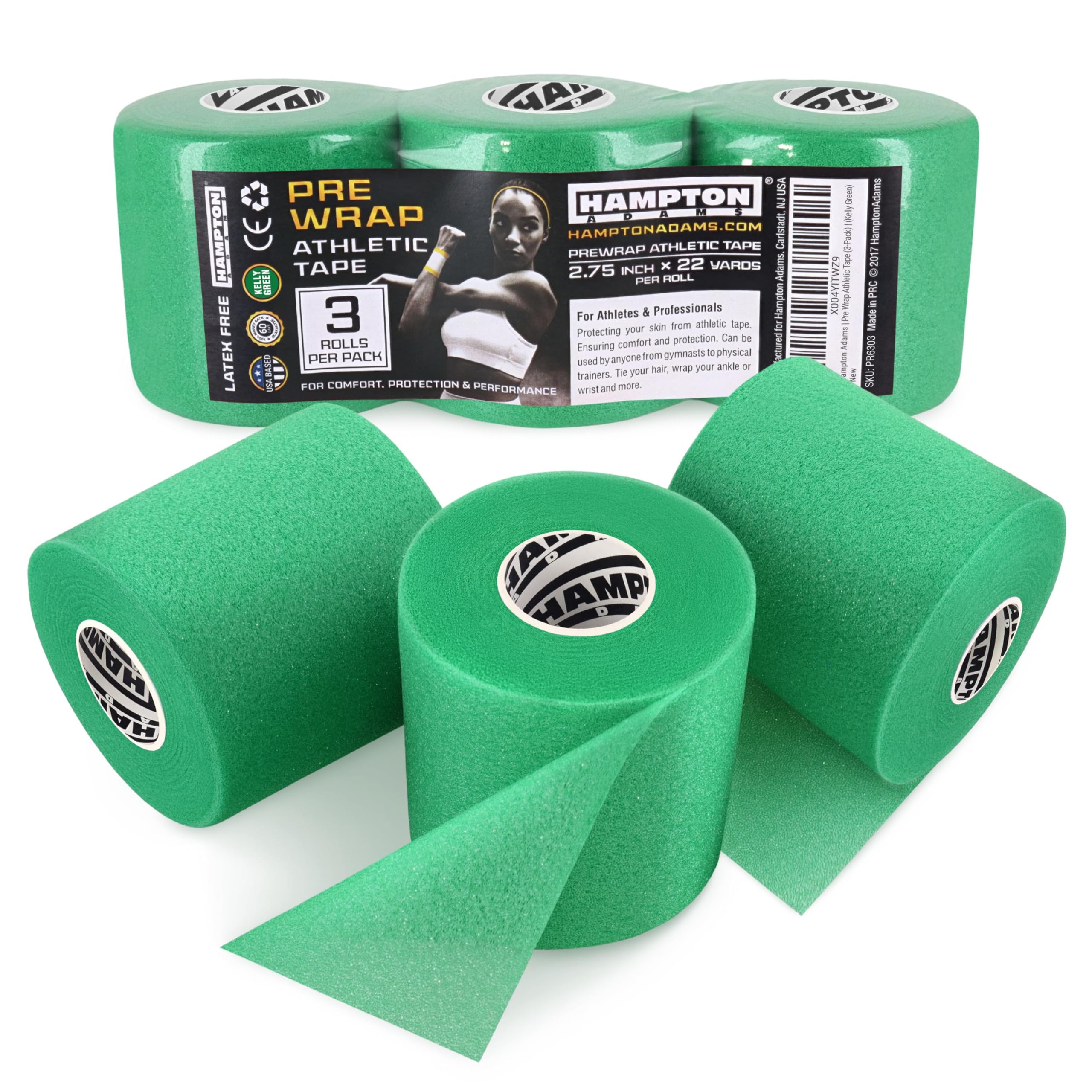Hampton Adams Pre Wrap Athletic Tape, Non Slip Grip, No Fray Underwrap