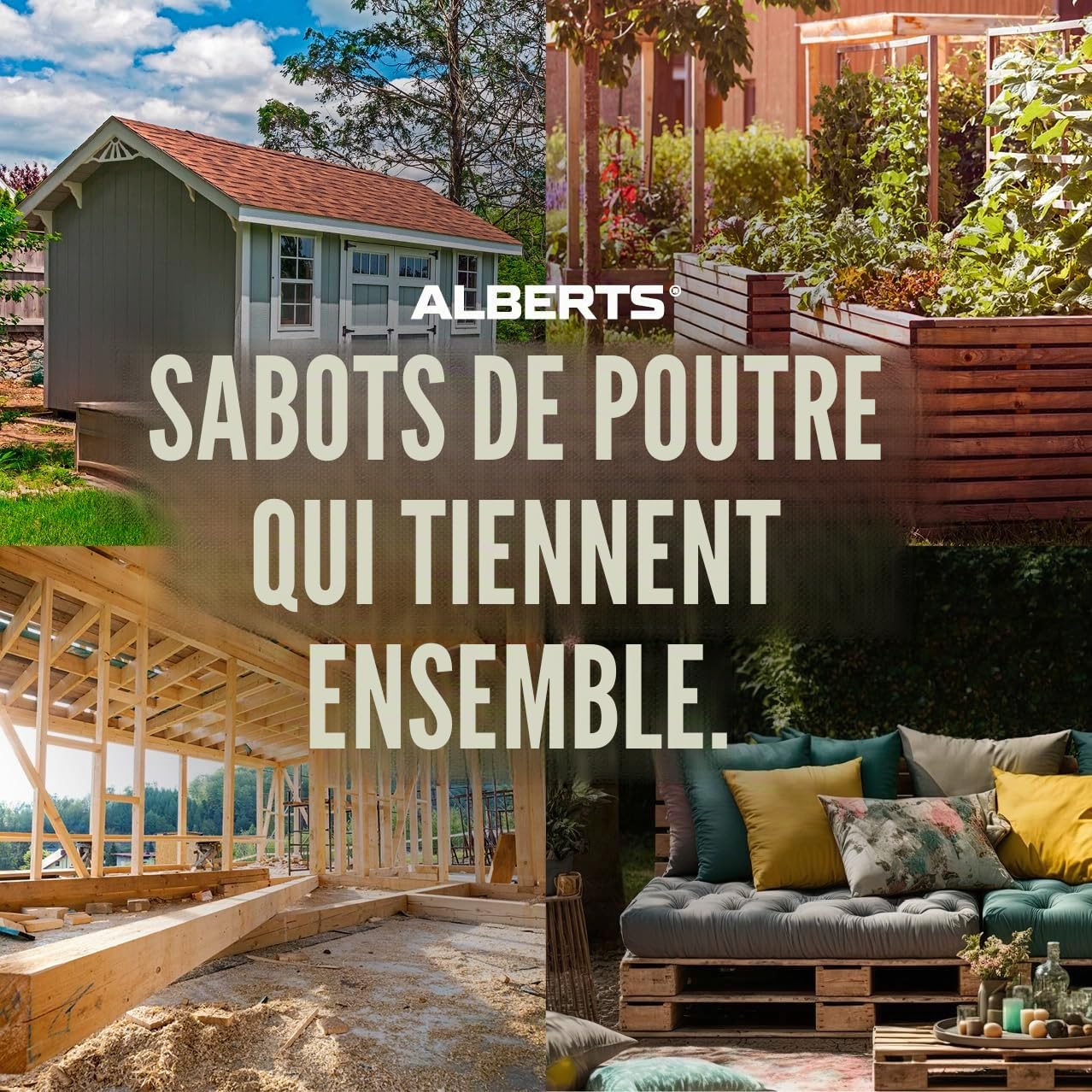 Alberts 820114 Sabot de poutre type A | galvanisé sendzimir | 50 x 105 mm | kit de 25