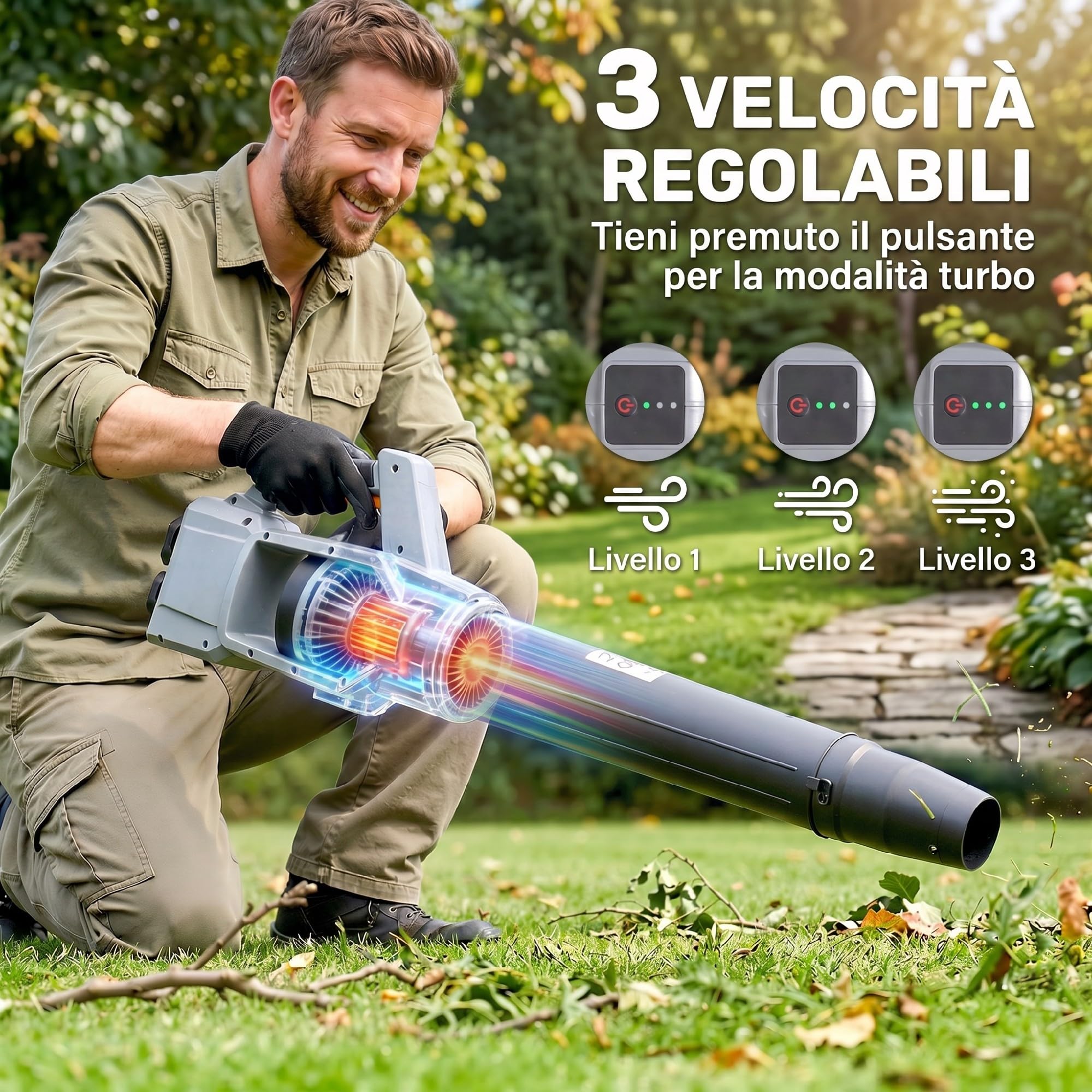 Outsunny Souffleur à batterie 36 V avec moteur brushless 1000 W, 2 batteries 4 Ah, 3 niveaux de vitesse jusqu'à 270 km/h, fonction Turbo Boost, chargeur inclus