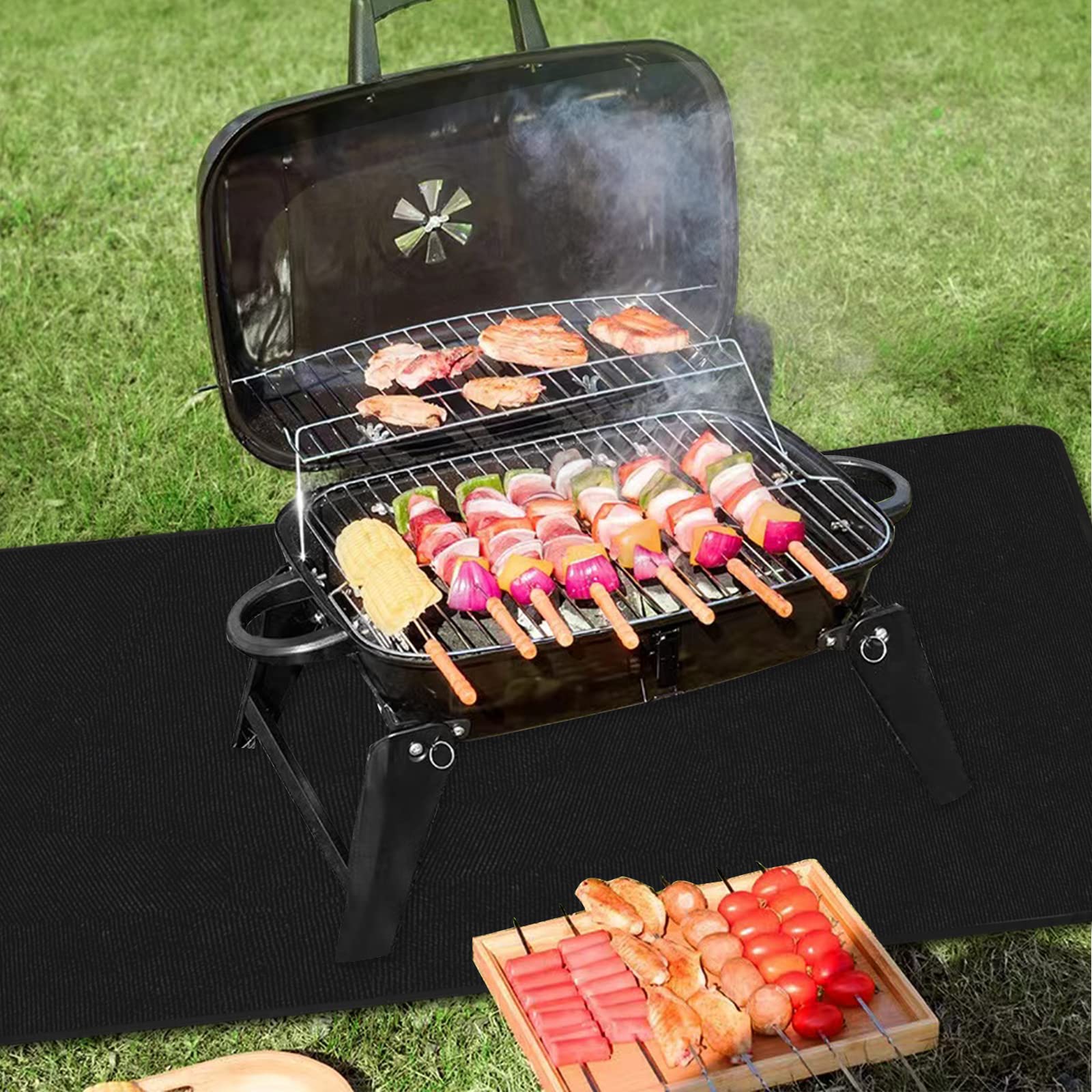 SAVITA - Tapis De Sol Pour Barbecue 165x99 Cm - Ignifuge, Résistant à L'Huile Et L'Eau - Protection Terrasse Ou Pelouse