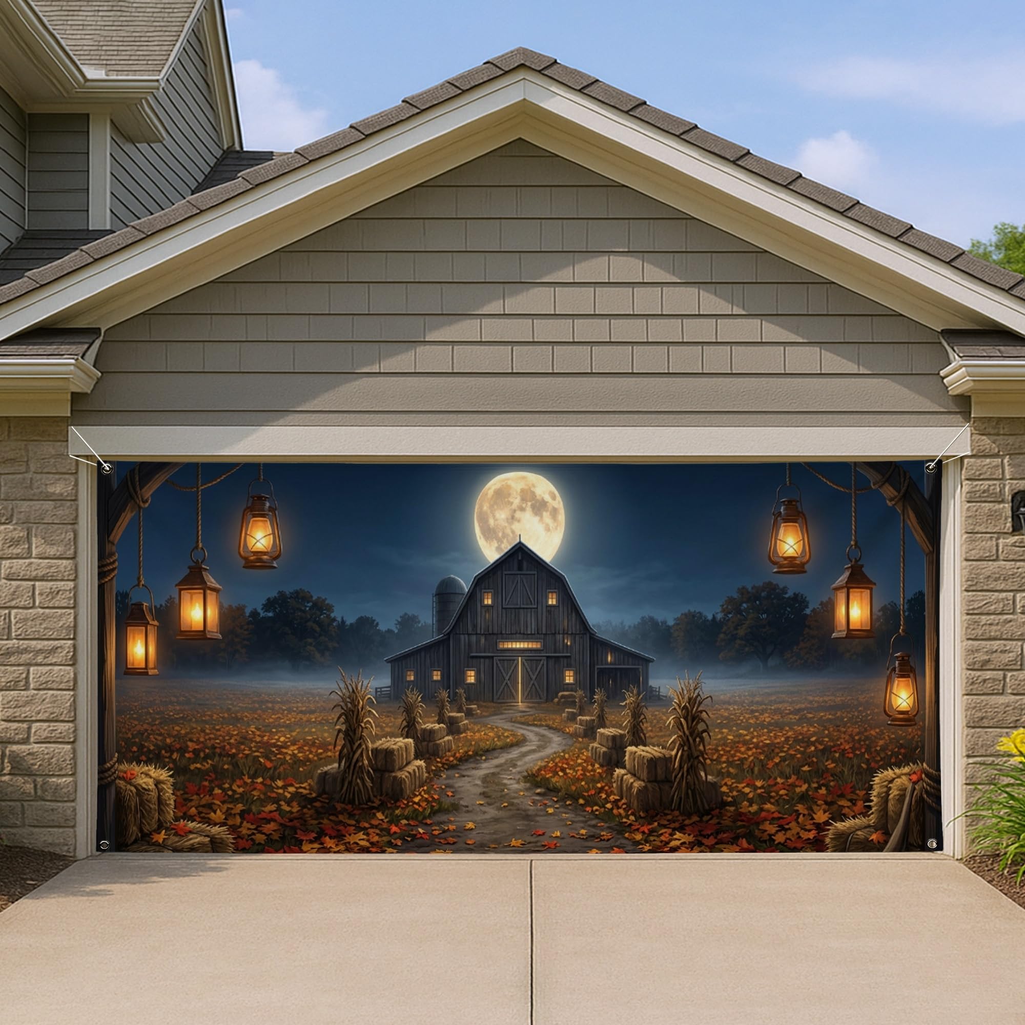 Cubierta para puerta de garaje grande de Halloween y Acción de Gracias