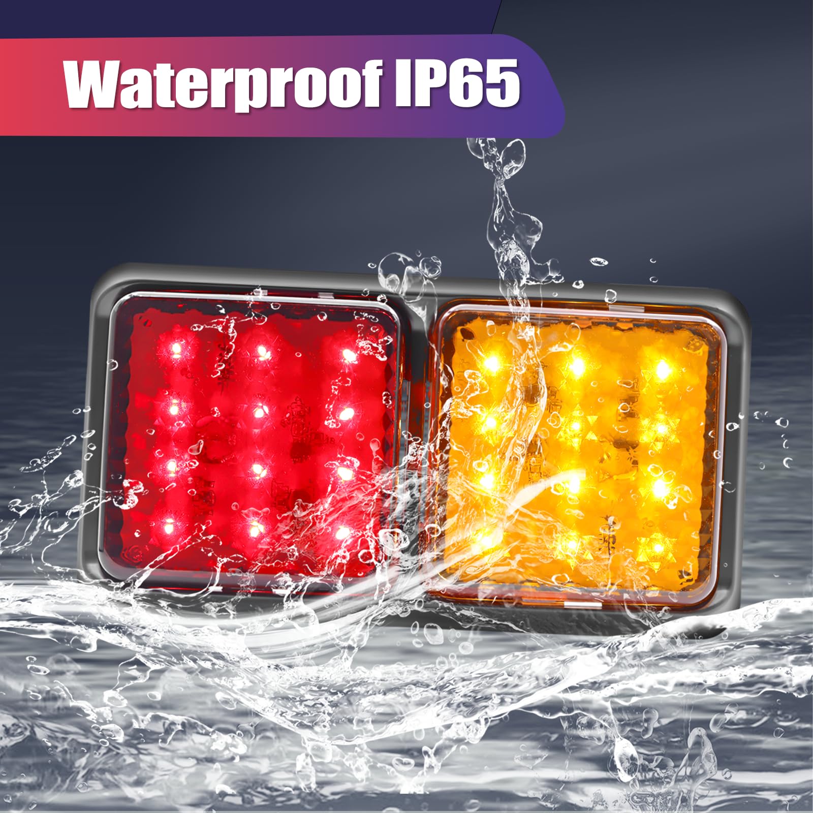 2PCS LED luces de remolque 24V Universal camión luz trasera 24LED remolque luces traseras señal de giro freno luces de marcha impermeable para remolque Camper Van Truck