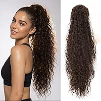 Vista 21 de Extensión de Cola de Caballo, Extensión de Cabello con Garra Larga de 20", Piezas de Cabello Sintético Ondulado Liso con Clip en Peluca de Cola