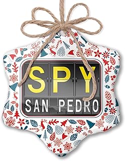 Christmas Ornament SPY Airport Code for San Pedro Red White Blue Xmas