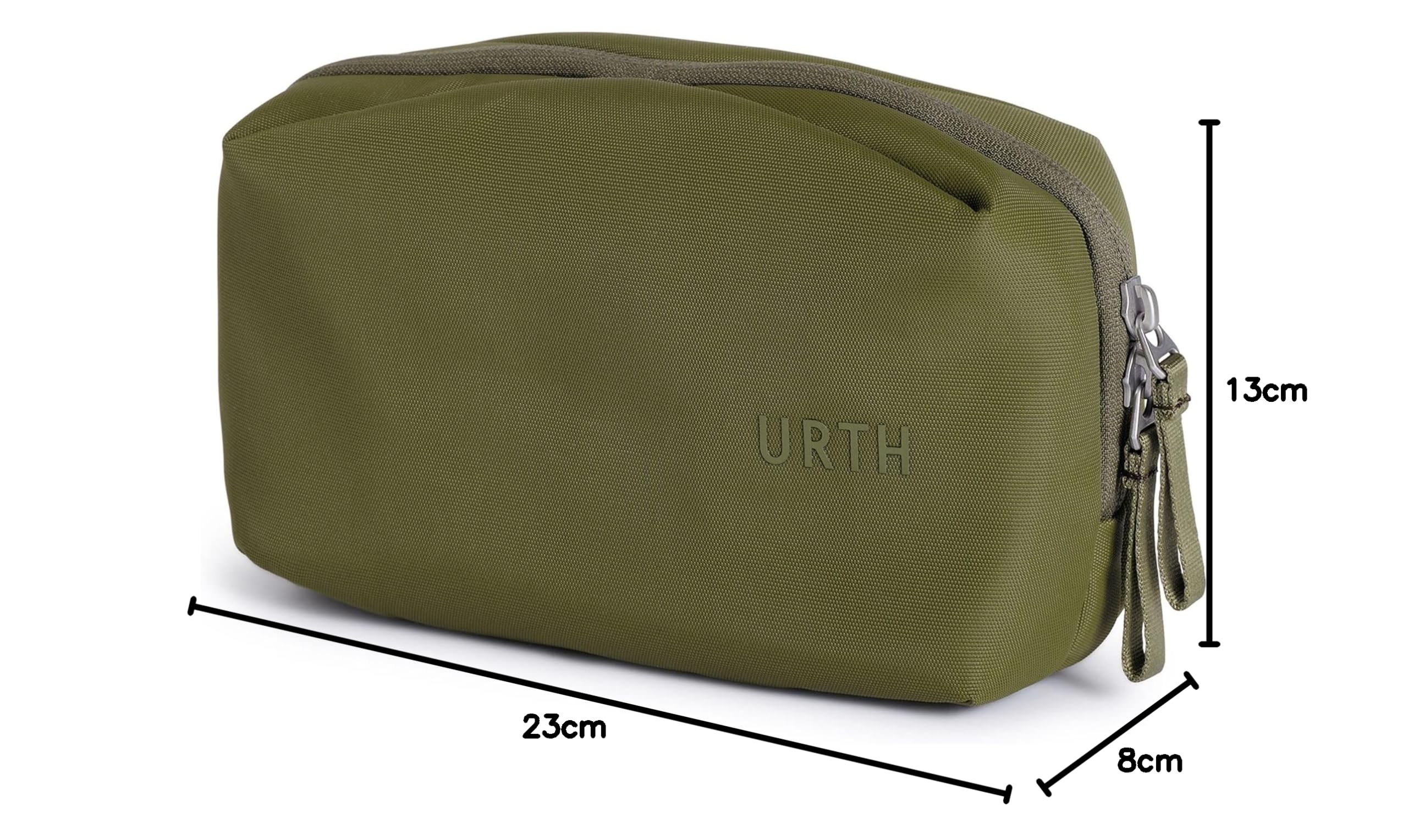 Urth Zeolite Organiseur Tech - Résistant à l'eau, Étui de Voyage Recyclé pour Électroniques, Sac Organiseur de Câbles pour Câbles, Chargeur, Téléphone, Accessoires de Caméra en Vert
