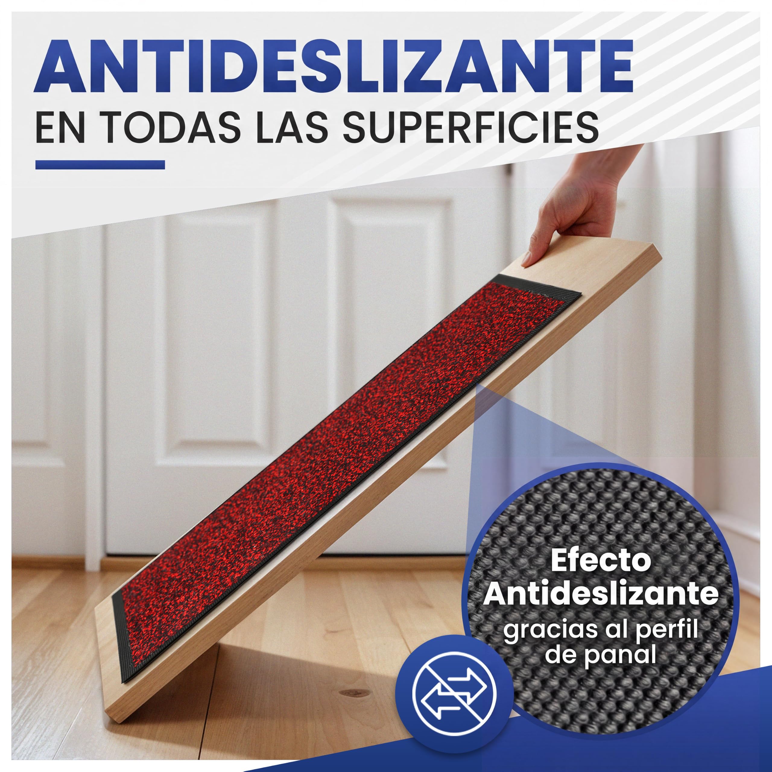 Mibao - Alfombra para Puerta Exterior, 60 x 90 cm, Color Negro y Rojo, Alfombra de Entrada Absorbente Interior, Impermeable y Lavable, Felpudo de Entrada