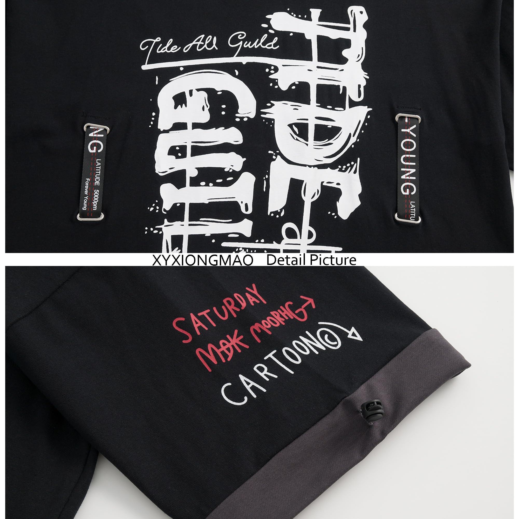 XYXIONGMAO Techwear Shirt Japanische Streetwear Hip Hop Shirts Herren Grafik T Alphabet Design Workwear Gothic Hoodie