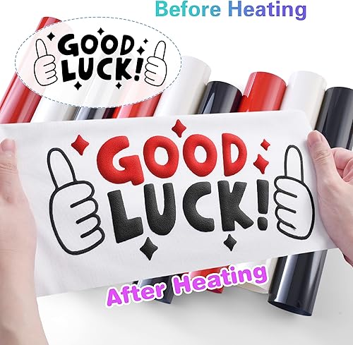 Miniatura 2 de Yikda Vinilo de transferencia de calor 3D, 9 piezas de vinilo para planchar, 12 x 10 pulgadas, vinilo 3D de transferencia de calor para camisetas o