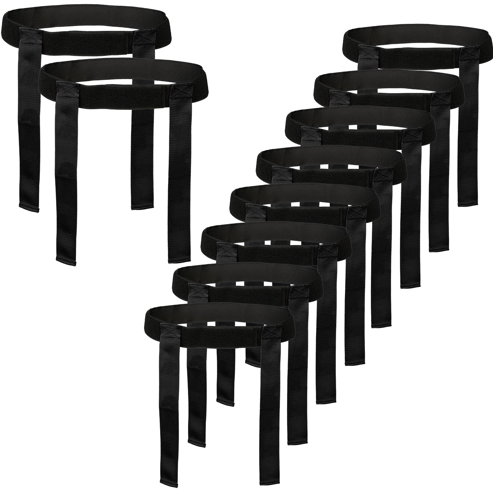 Rugby Tackle Tag Belts and Flags – Set of 6 Adjustable Belts with 12 Detachable Flags – Ideal for Tag Rugby, PE, and Team Sports – Fits Kids and Adults – Durable & Bright (Black, Pack 10)