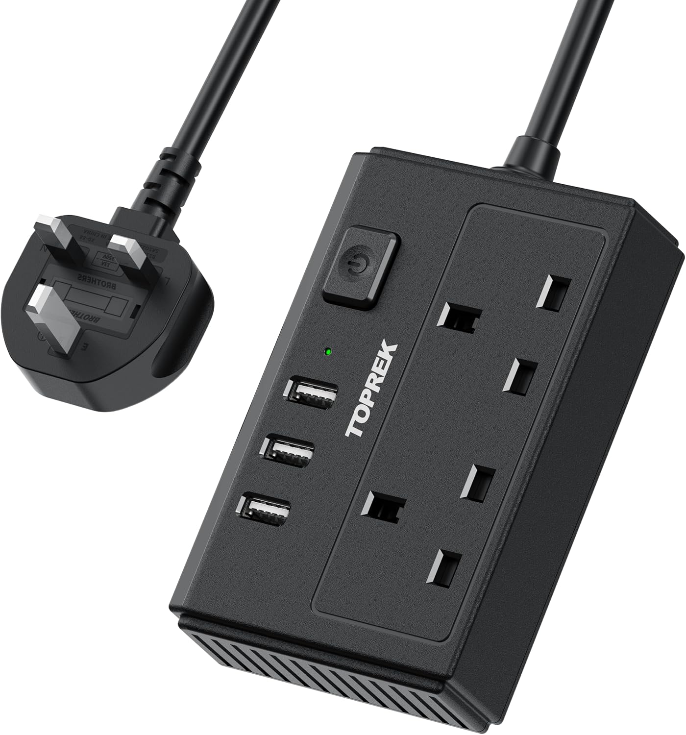TOPREK Power Strip with USB Slots, 2 Way Extension Lead Outlets with 2 Smart Electrical Sockets & 3 USB A Ports(5V/3.1A), 1.5M Extension Cord & 1 Switch, 3250W/13A, Extension Cord for Home Office TOPREK Power Strip with USB Slots, 2 Way Extension Lead Outlets with 2 Smart Electrical Sockets & 3 USB A Ports(5V/3.1A), 1.5M Extension Cord & 1 Switch, 3250W/13A, Extension Cord for Home Office
