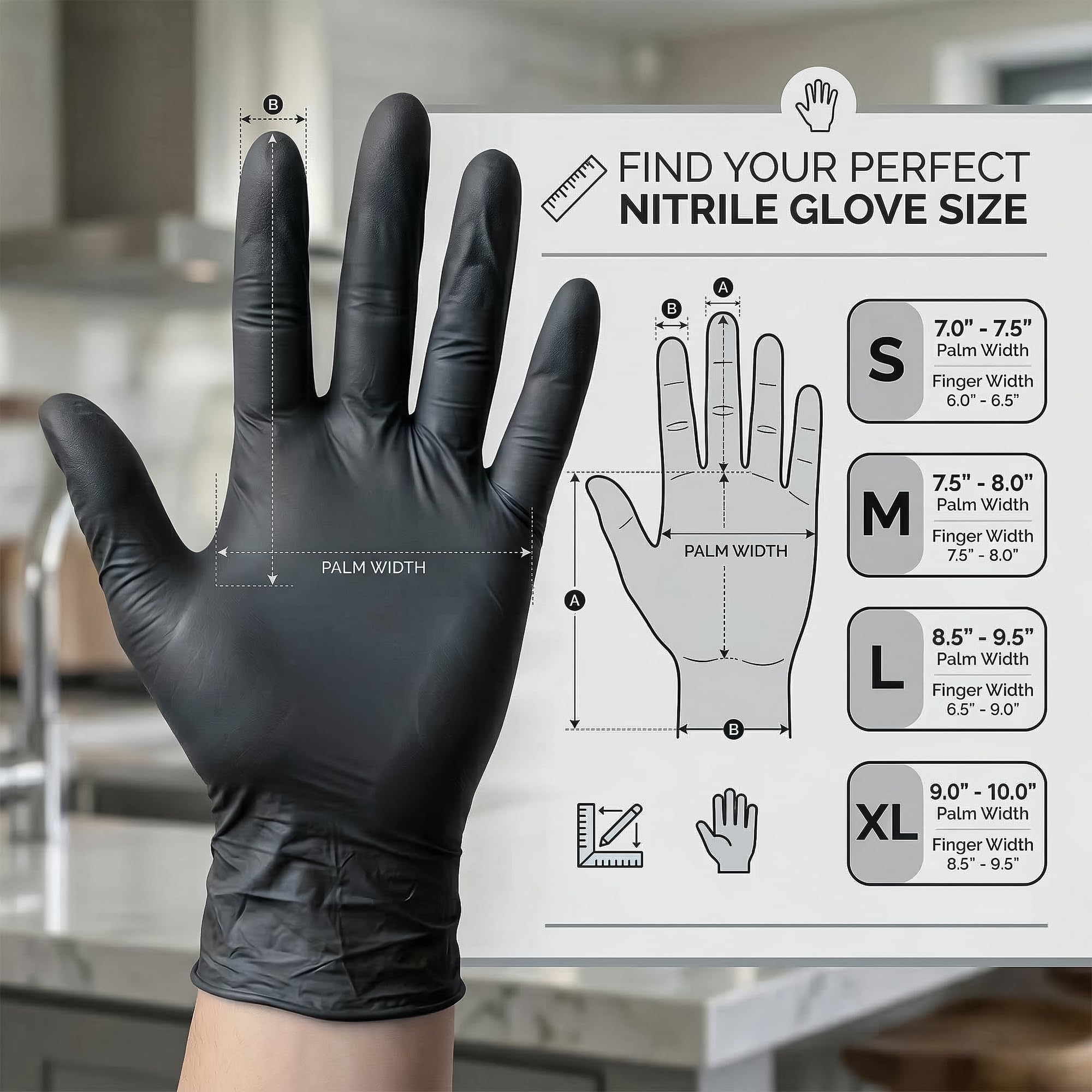 Black Nitrile Disposable Gloves 4 Mil - 100 Count – Powder & Latex Free Food Safe, Kitchen Gloves for Food Prep - 5