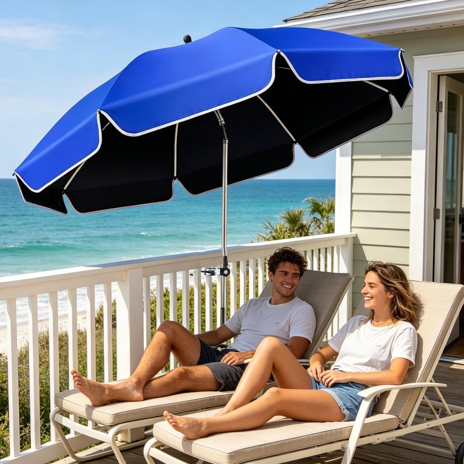 Ombrellone A Clip Per Sedia Tettuccio Regolabile A 360° Con Clip E | Ombrellone Con Morsetto Da Ringhiera Della Sedia Per Esterno Campeggio Spiaggia Giardino Pesca Balcone Vacanza