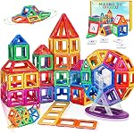 Magnetic Tiles Toddler Toys - Toy for 3 4 5 Year Old Boys Girls Magnetic Blocks with Numbers Blocks for Kids STEM Educational Toy Birthday Gifts for Kid 4-6 Valentines Days Magnet Tiles Building Block