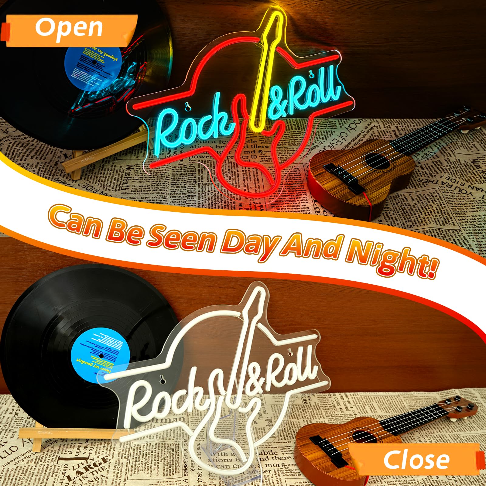 Chitarra Rock & Roll Neon Segni USB Alimentato Neon Lettere Luce per Wall Room Decor Luci Led per Camera da Letto Sala Concerti Bar Club Party Decorazione Matrimonio Regalo di Compleanno