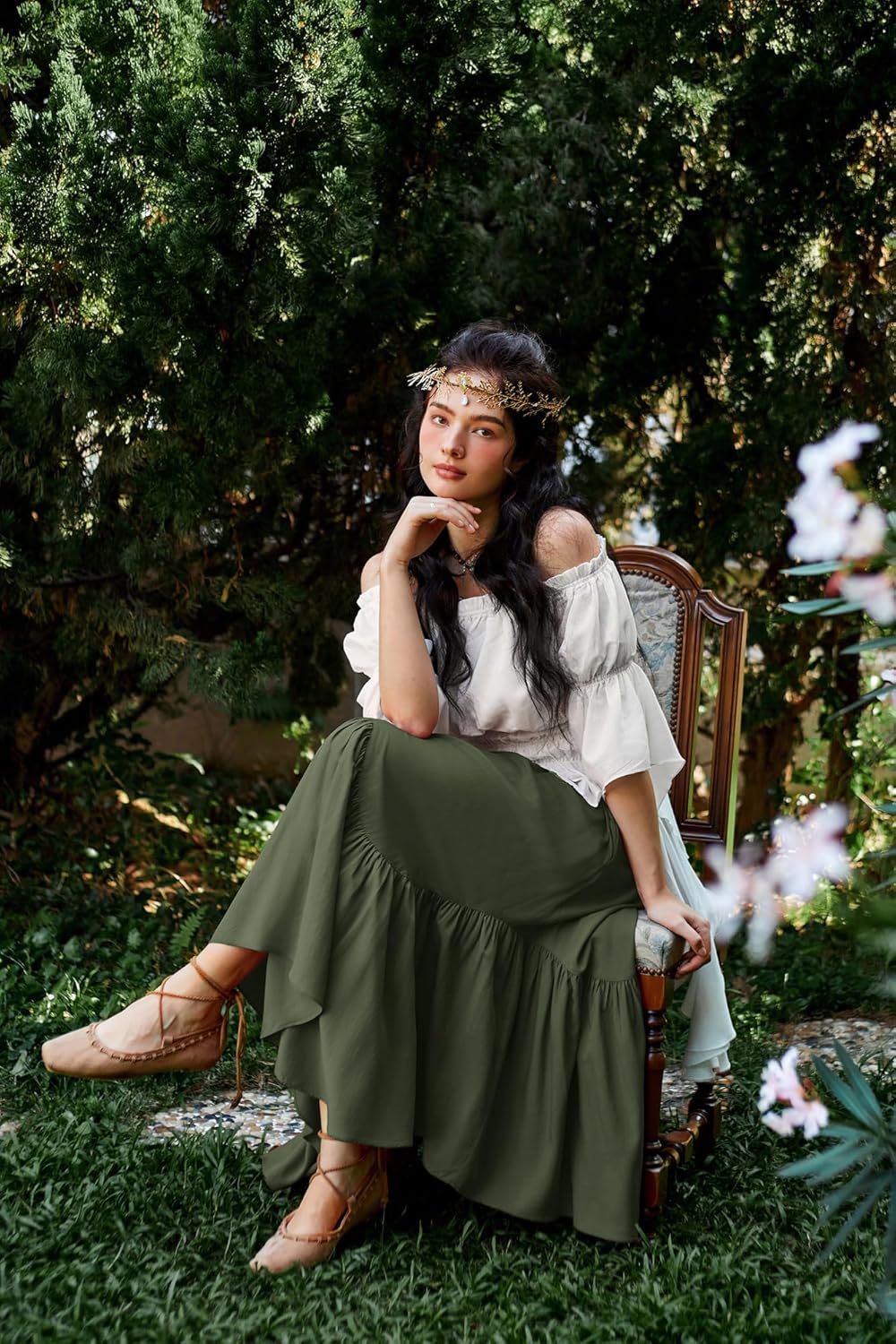 Scarlet Darkness Maxi Skirts for Women High Waist Renaissance Skirt Long Skirt with Pockets - Image 7