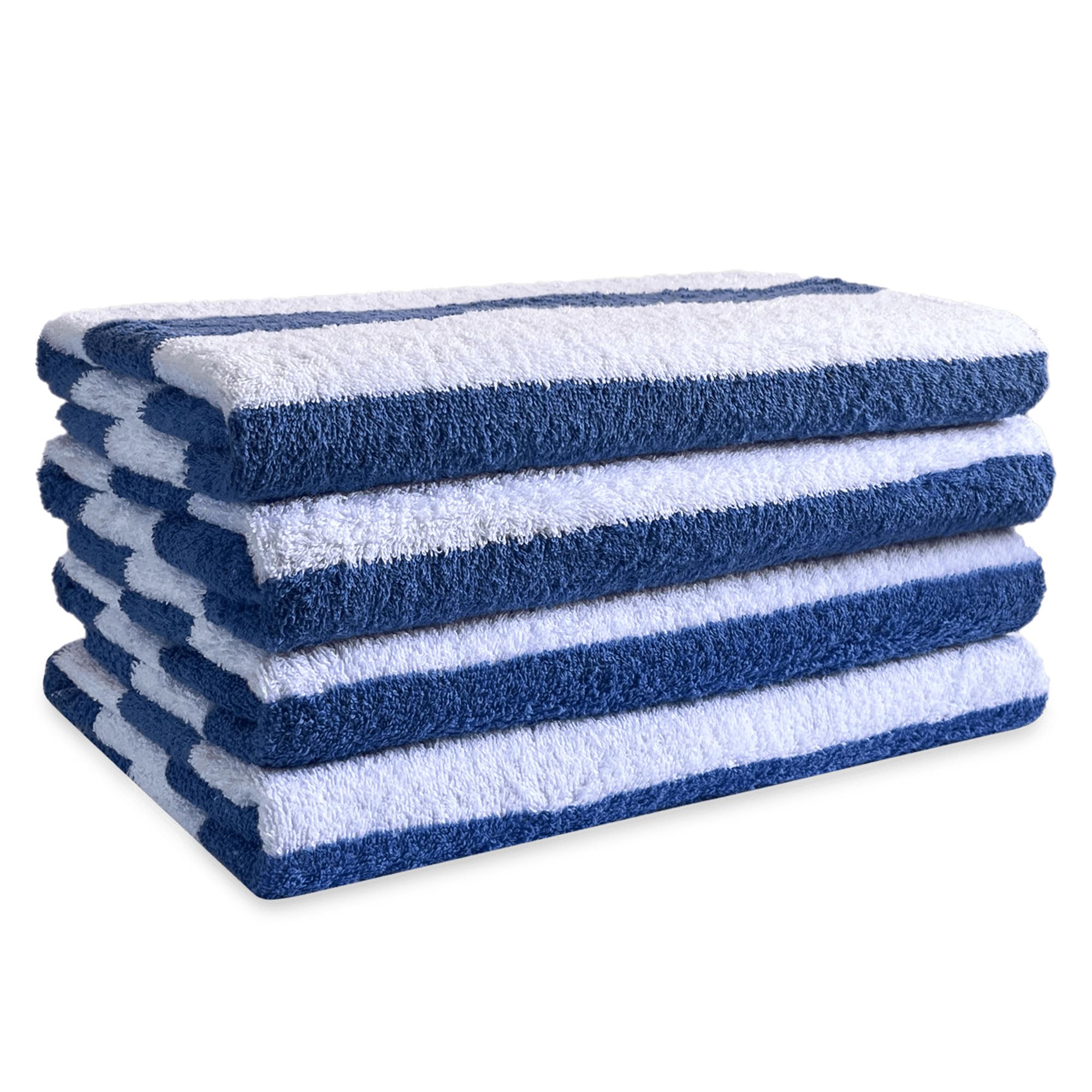 Beyond HappyCabana Stripe Beach Towel, Dark Blue Stripe, Giant Size -150cm L x 70cm W, 100% Cotton (Dark Blue)