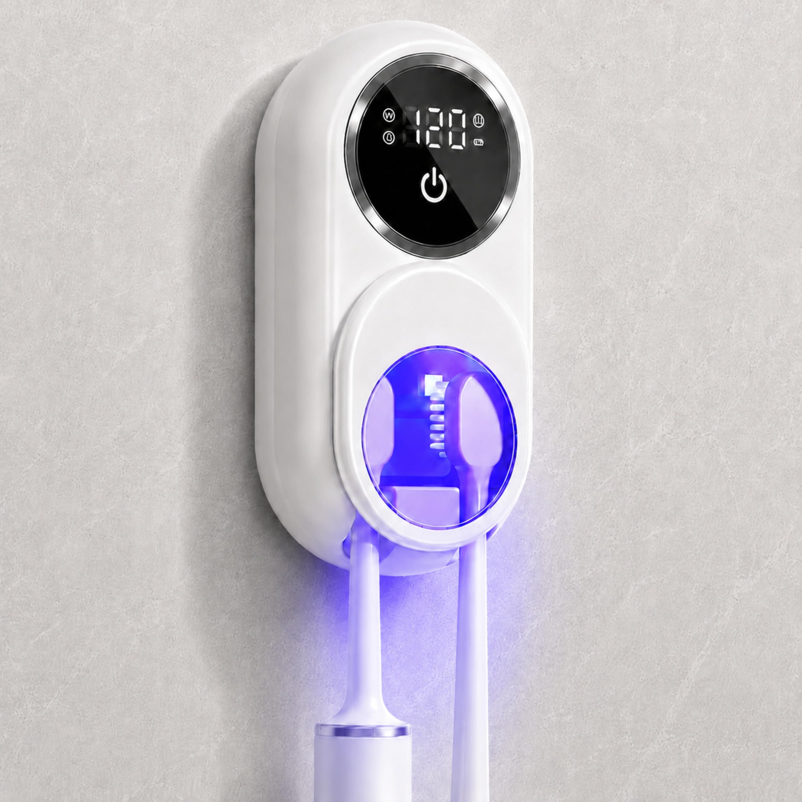UV Toothbrush Sanitizer Holder for Bathroom, Wall Mounted Heated Drying
