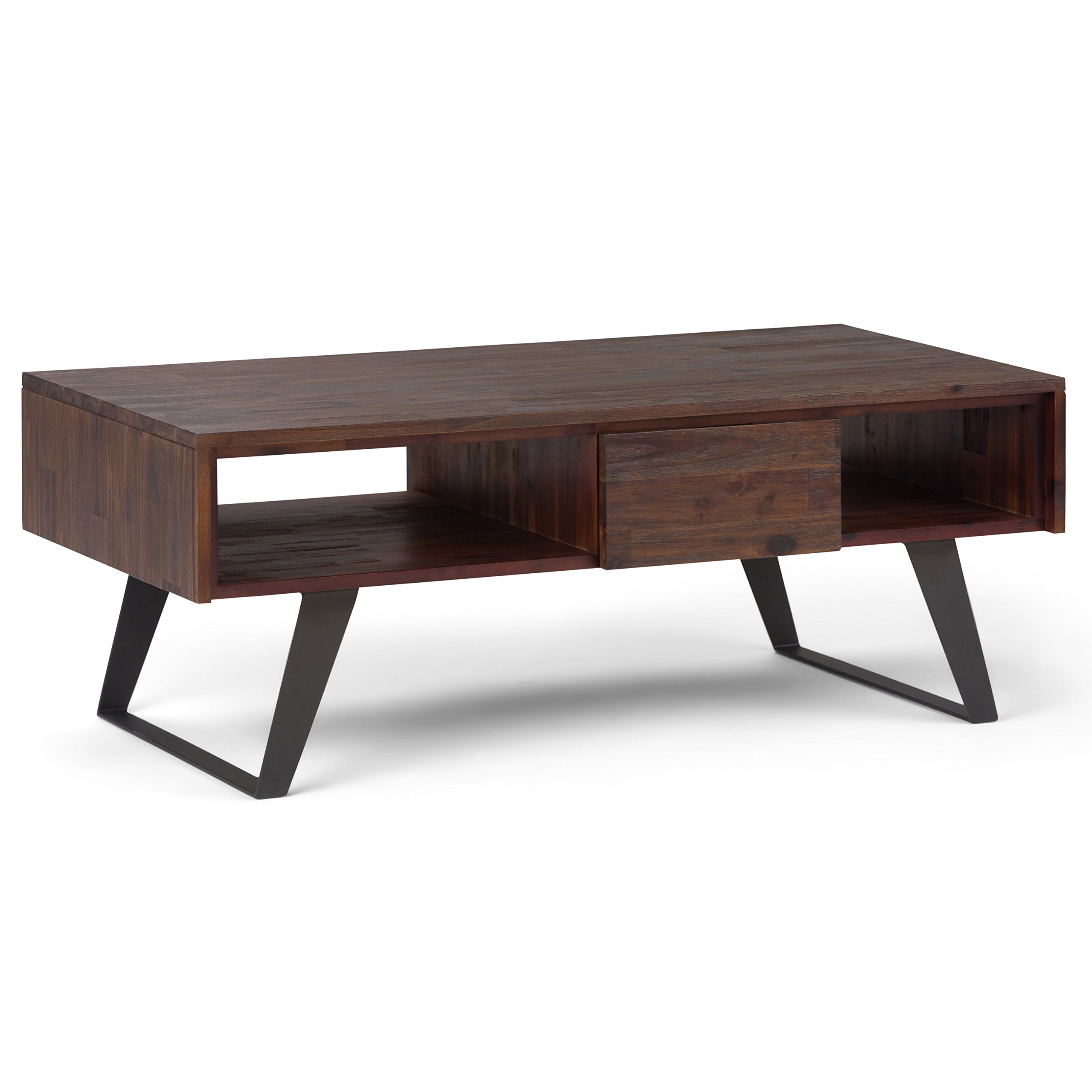 Simpli Home Coffee Table, Metal, Distressed Charcoal Brown