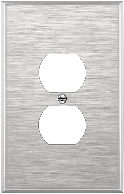 ENERLITES Duplex Receptacle Outlet Metal Wall Plate, Corrosive Resistant, Over Size 1-Gang 5.5