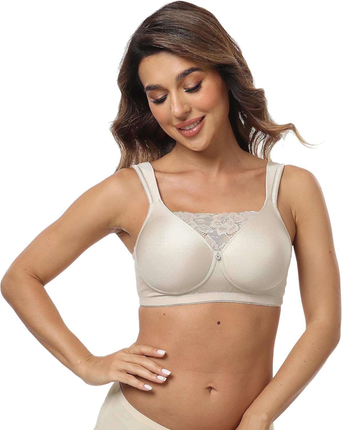 BIMEI lace Seamless Molded Design for T-Shirt Bra with Stylish Flare Mastectomy Bra Pocket Bra 9809