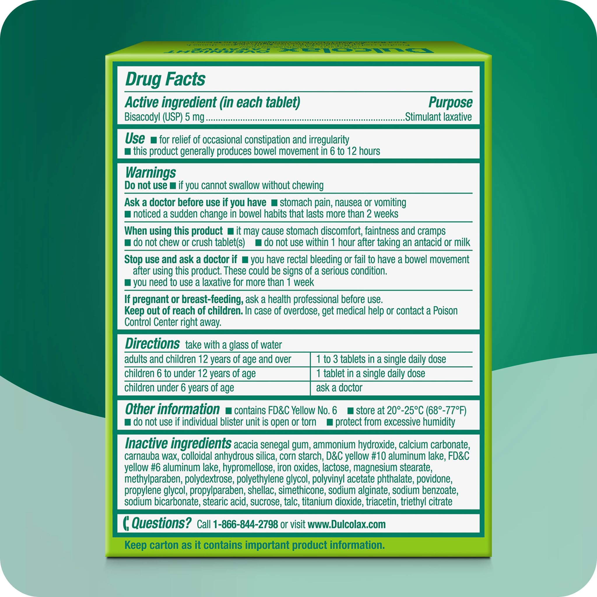 Dulcolax Stimulant Laxative Tablets, Overnight Relief, 50-Ct. — Amazon image 3