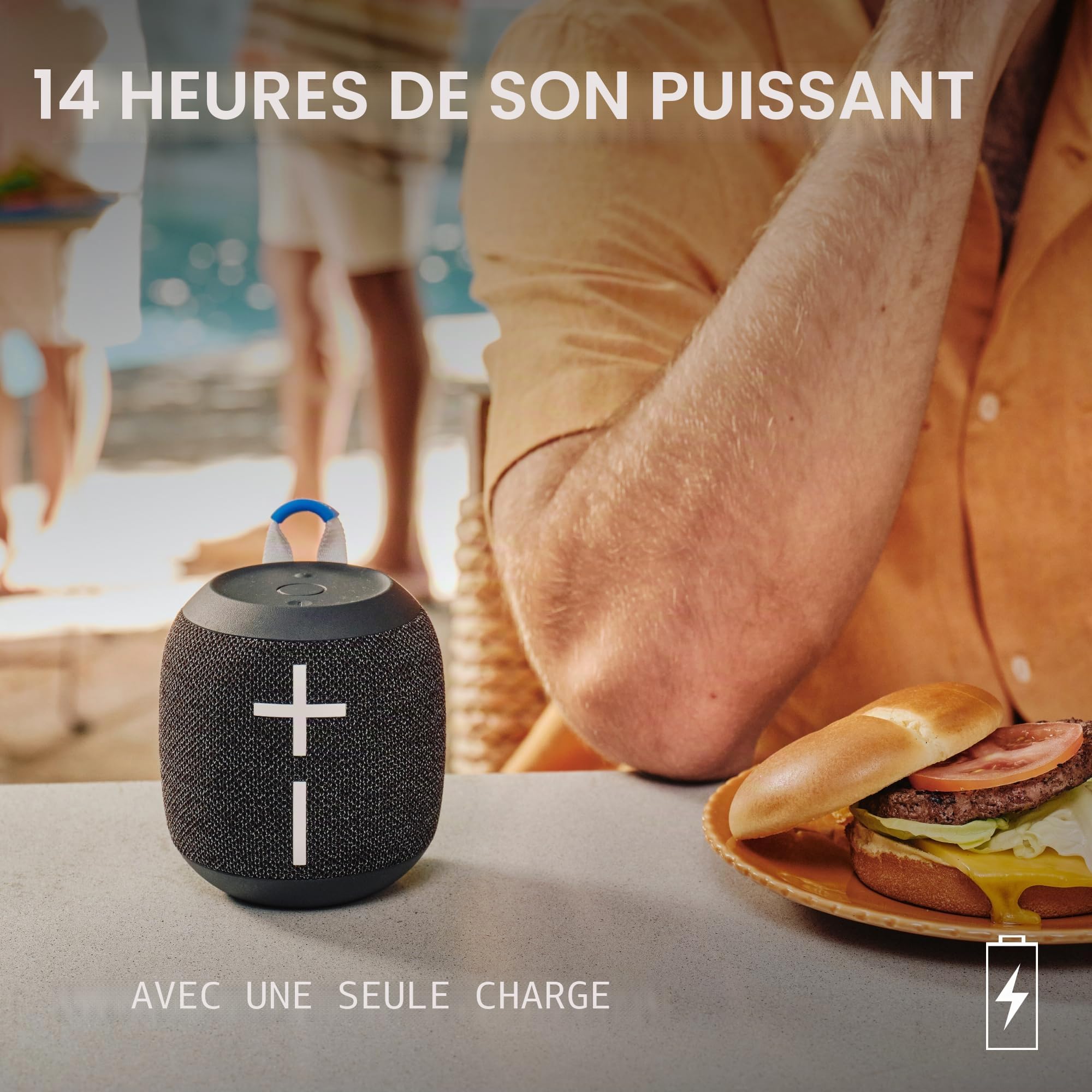 Ultimate Ears Wonderboom 4 Enceinte Bluetooth portable étanche avec son et basses équilibrées à 360 degrés, étanche à la poussière et portée de 40 m, bleu