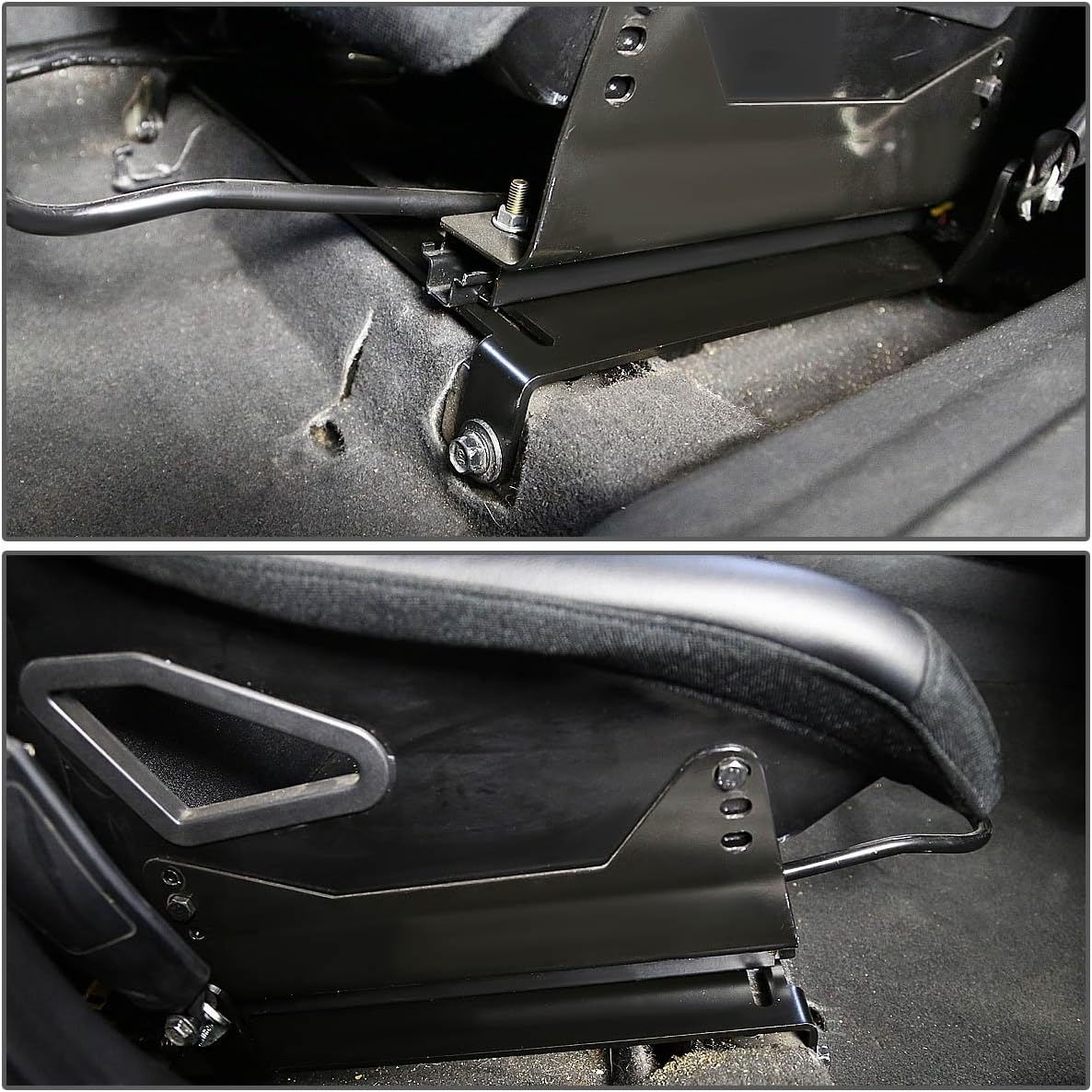 Auto Dynasty Racing Seat Bucket Bracket Compatible with 2006-2011 Honda Civic, Low Mount Rail Track, Driver and Passenger Side, Black