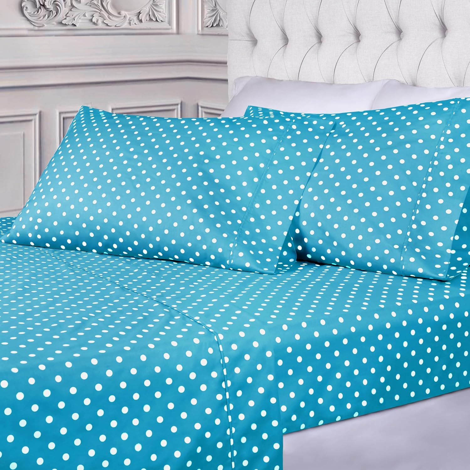 Superior Polka Dot 600 Thread Count Cotton Blend Sheet Set