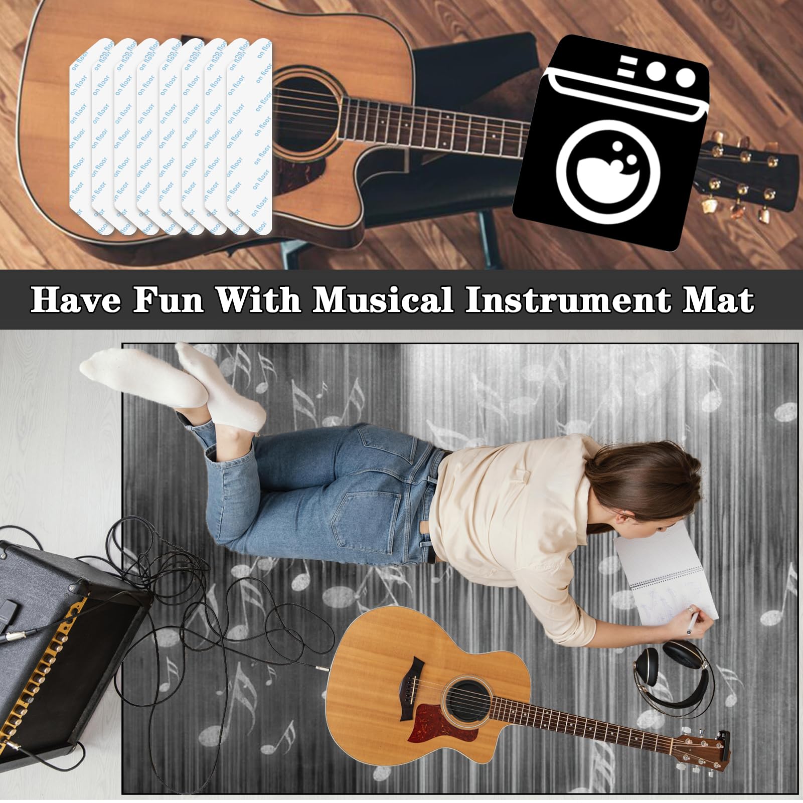 160 x 120 cm Tappetino per Batteria Elettronica | Drum Carpet per Rullante Grancassa Tamburo Jazz Batteria | Tappeto Batteria Insonorizzato Tappetini Strumenti Musicali Tappeti Antiscivolo Domestico