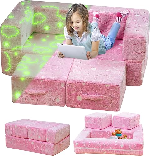 Miniatura 11 de Sofá para Niños Pequeños, Sofá de Juego para Niños con Iluminación en la Oscuridad, Sofá Plegable para Niños Pequeños, Sofá Plegable para Niños para