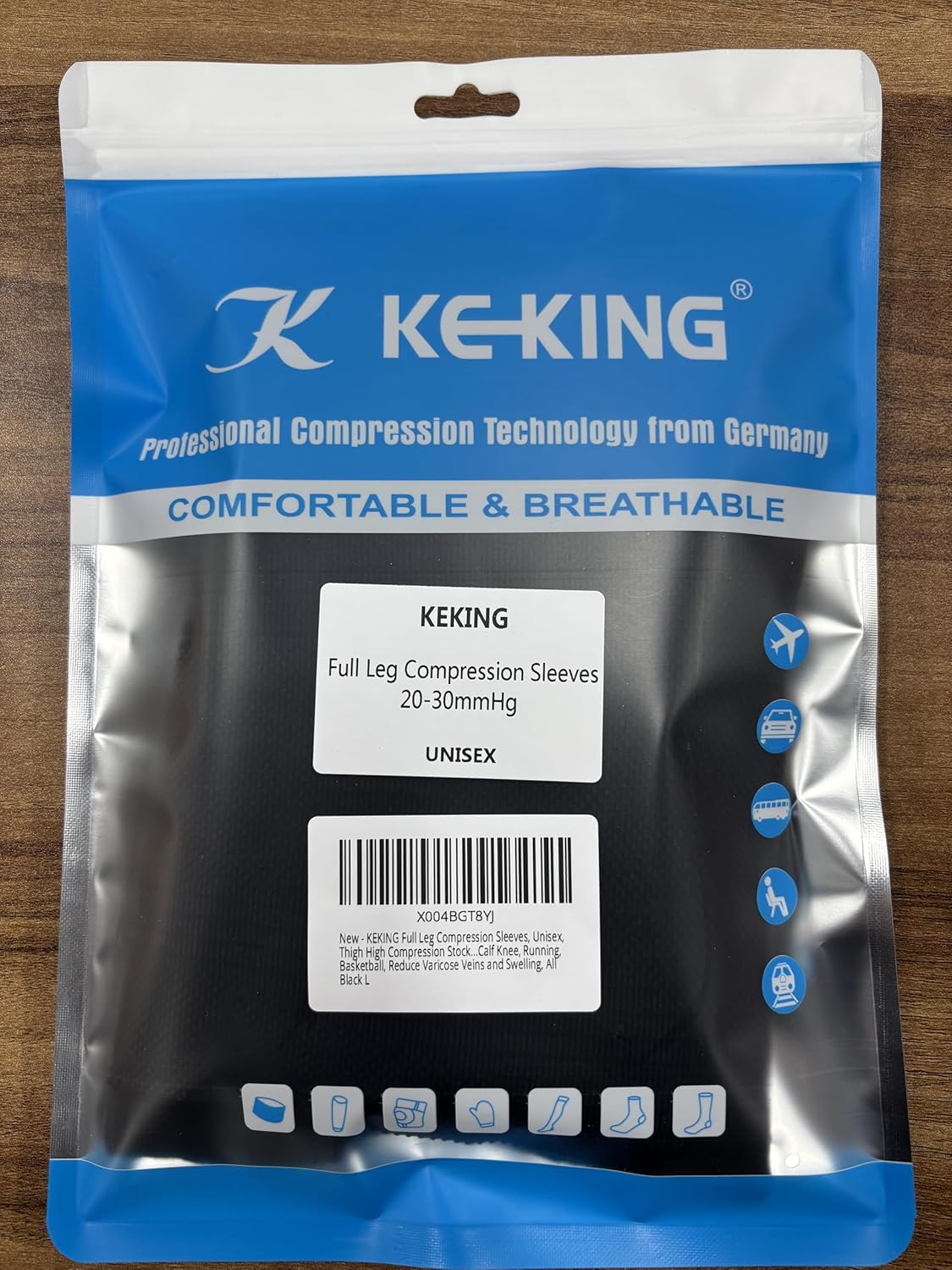 KEKING Full Leg Compression Sleeves, Unisex, Thigh High Compression Stocking 20-30mmHg Graduated Support for Thigh Calf Knee, Running, Basketball, Reduce Varicose Veins and Swelling, All Black L - Image 11