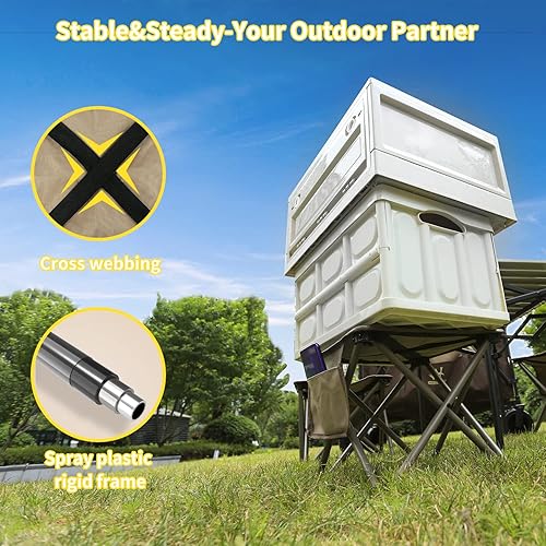 Miniatura 5 de Whitsunday Taburete plegable, taburete plegable portátil de 12.6 pulgadas para camping, pesca, senderismo, jardinería y playa, caqui, 2 unidades