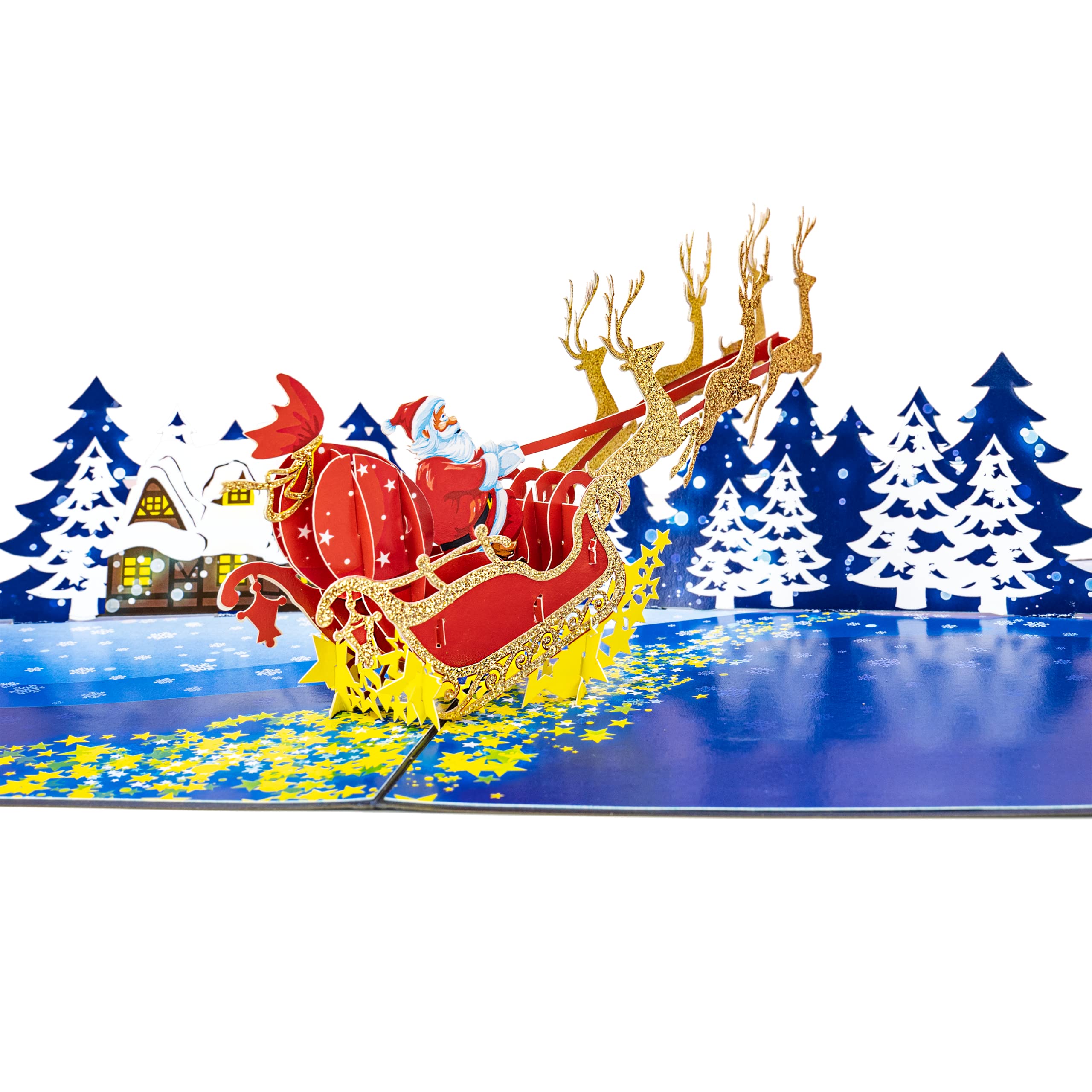 Carte Pop-up Noël 3D Avec Marché Et Sapin - LIMAH - 14x19 Cm, Faite Main - Pour Famille, Amis, Collègues