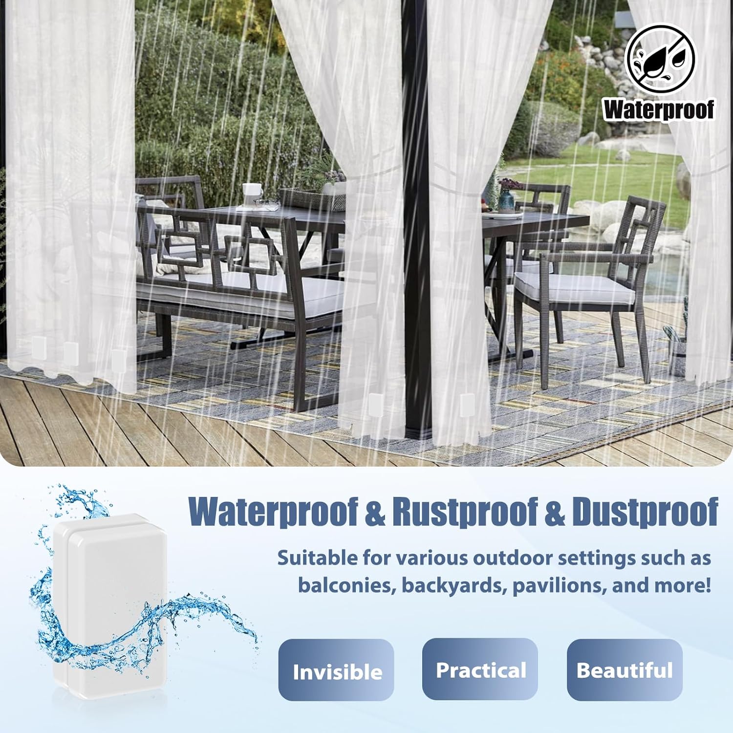 16pcs Outdoor Curtain Weights, Upgraded Heavier-Duty Waterproof Curtain Magnets Weights Outdoor, for Home Patio Drapery, Shower, Flags, Tablecloth to Stop Heavy Wind, White