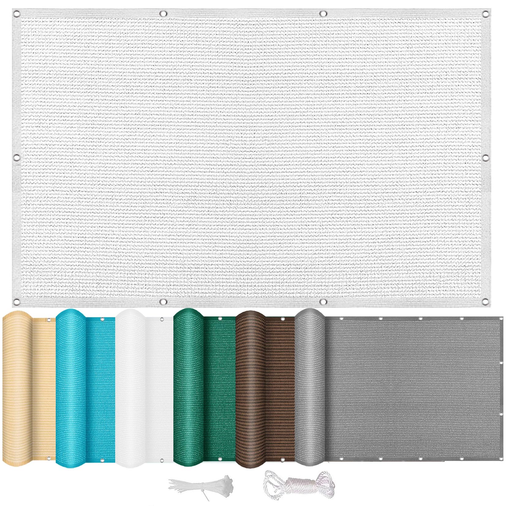 Voile d'ombrage respirant avec protection UV 95% blanc rectangulaire 100 x 175 cm
