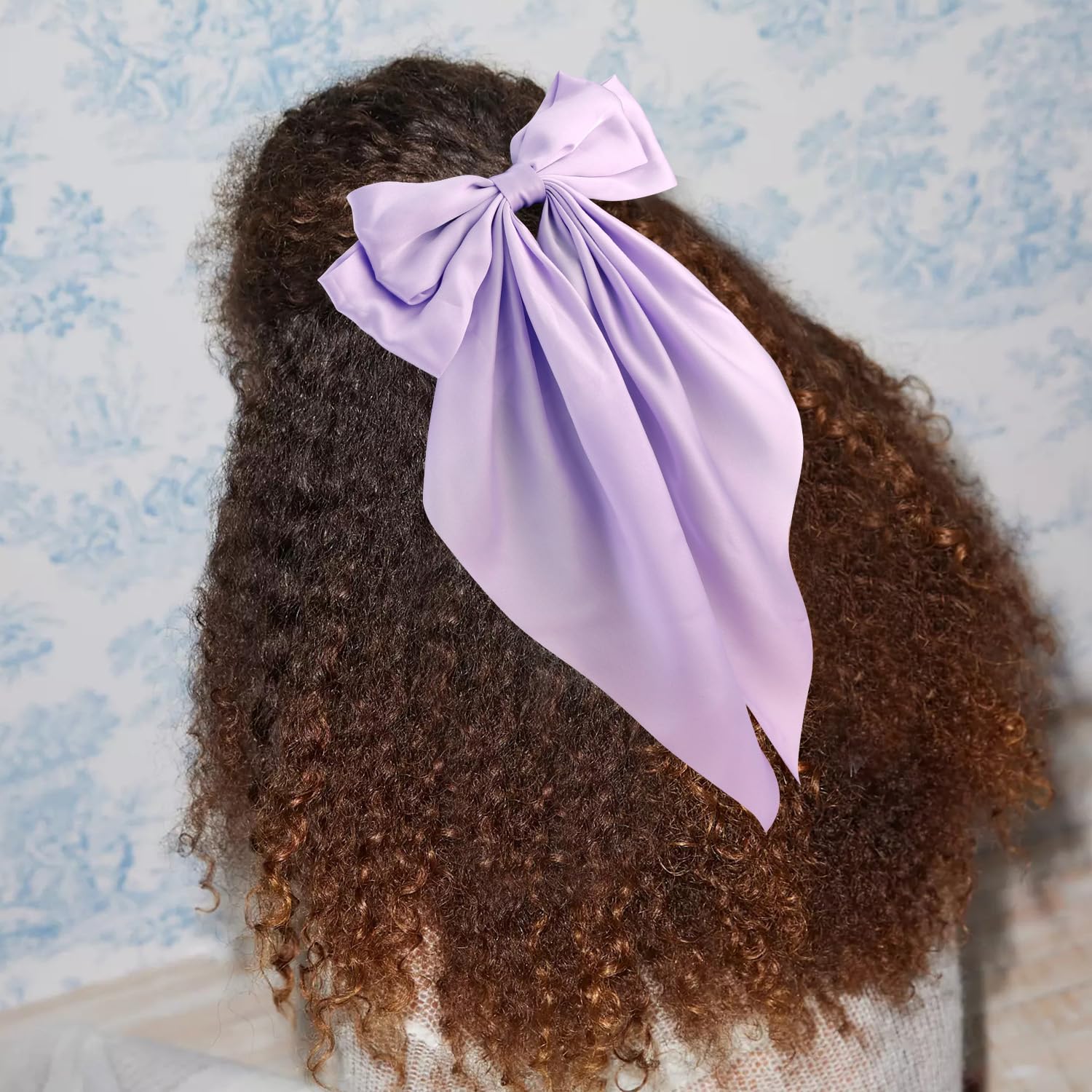 Amazon.com : Purple Hair Bows, Atoden 2Pcs Silky Satin Big  display picture 1