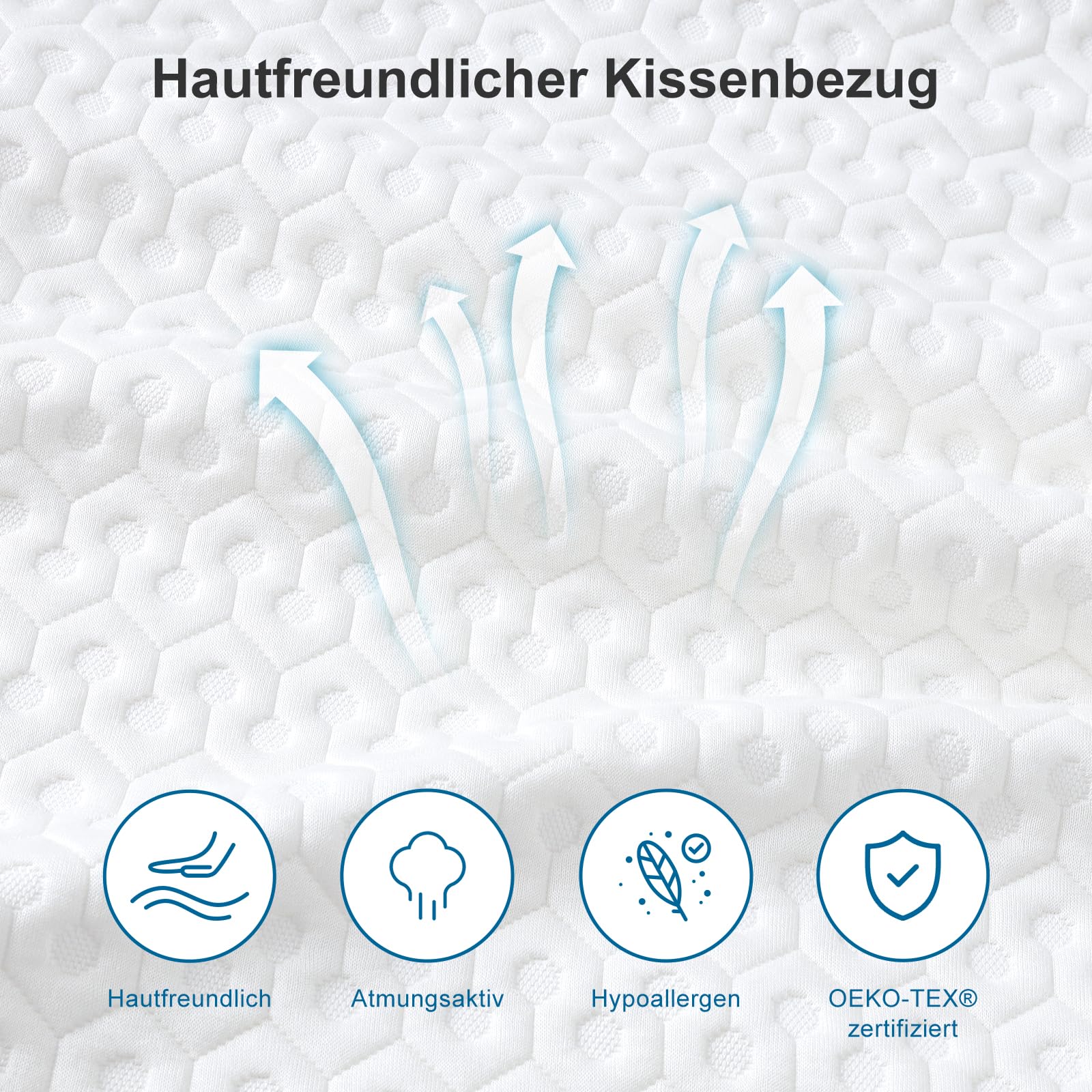 BedStory Gel Memory Foam Kissen 60x40, 10cm Höhe Weiches Kopfkissen für Seitenschläfer, Ergonomisches Kopfkissen mit abnehmbarem und waschbarem Bezug,Visco Kissen Öko-Tex Zertifiziert